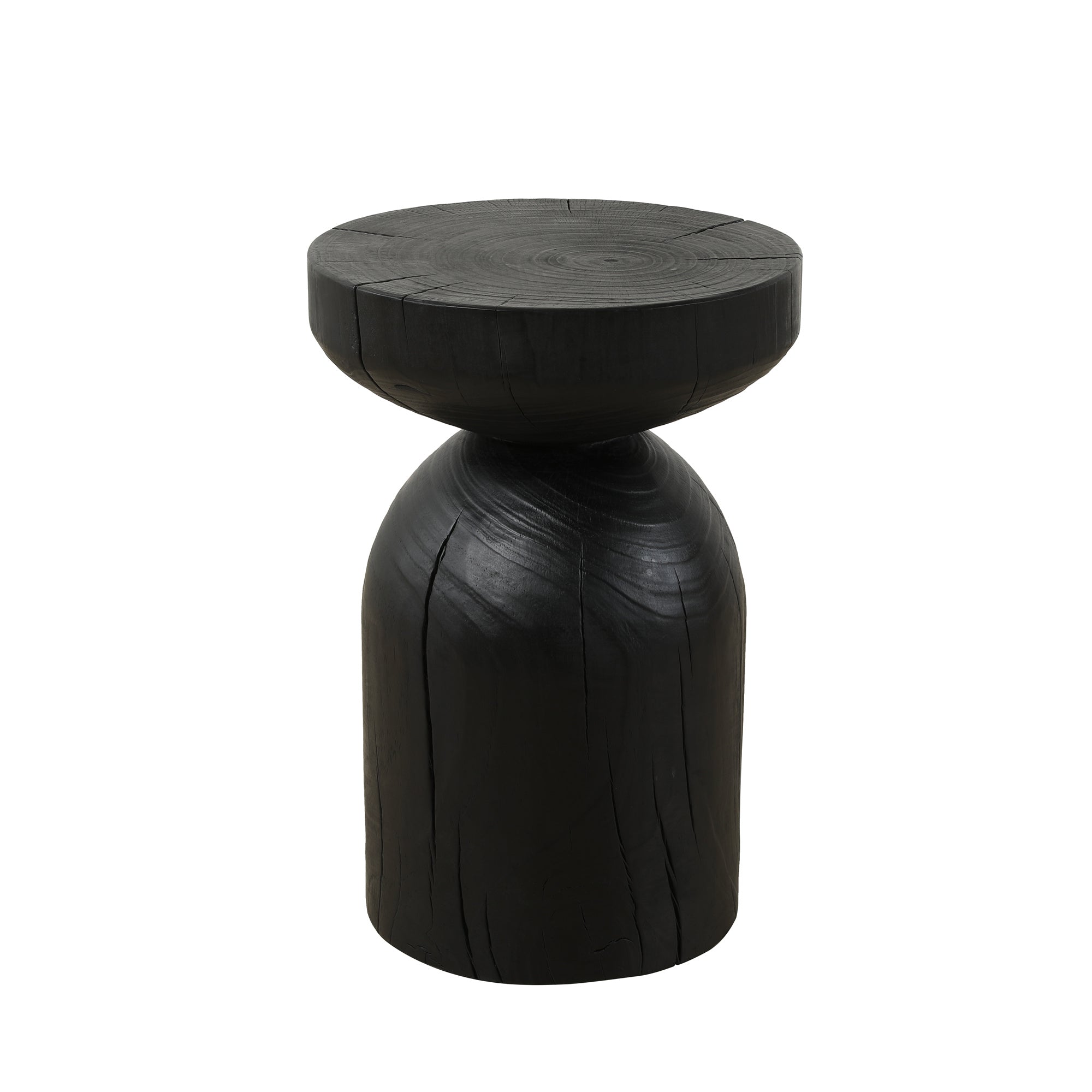 Solid Mango Wood Side End Table in Black