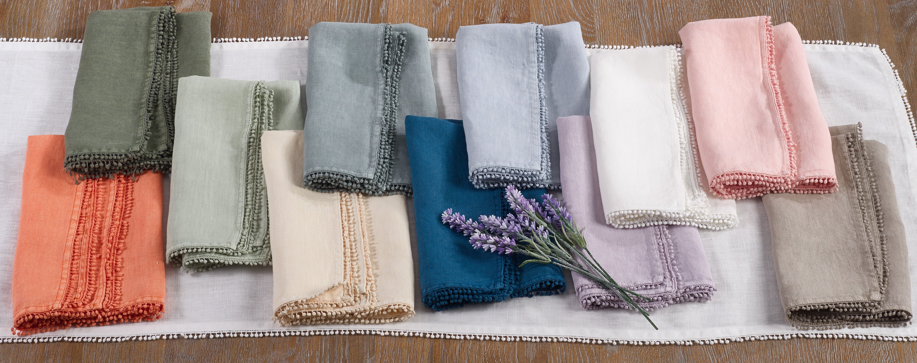 Pom Pom Design Table Napkin, Set of 4