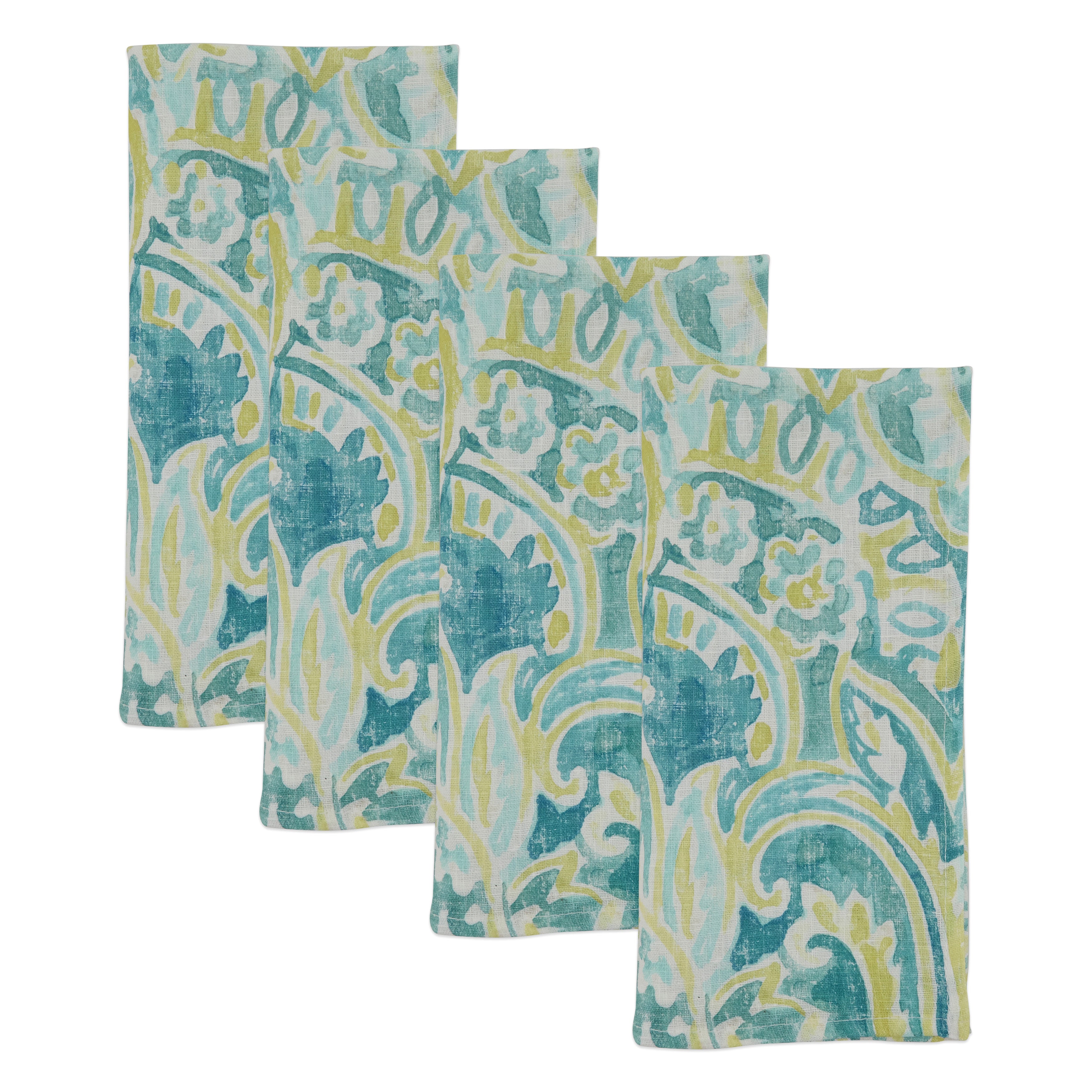 Distressed Paisley Table Napkins, Set of 4
