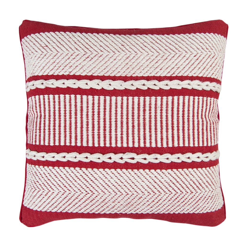 Red and White Woven Throw Pillow 20"