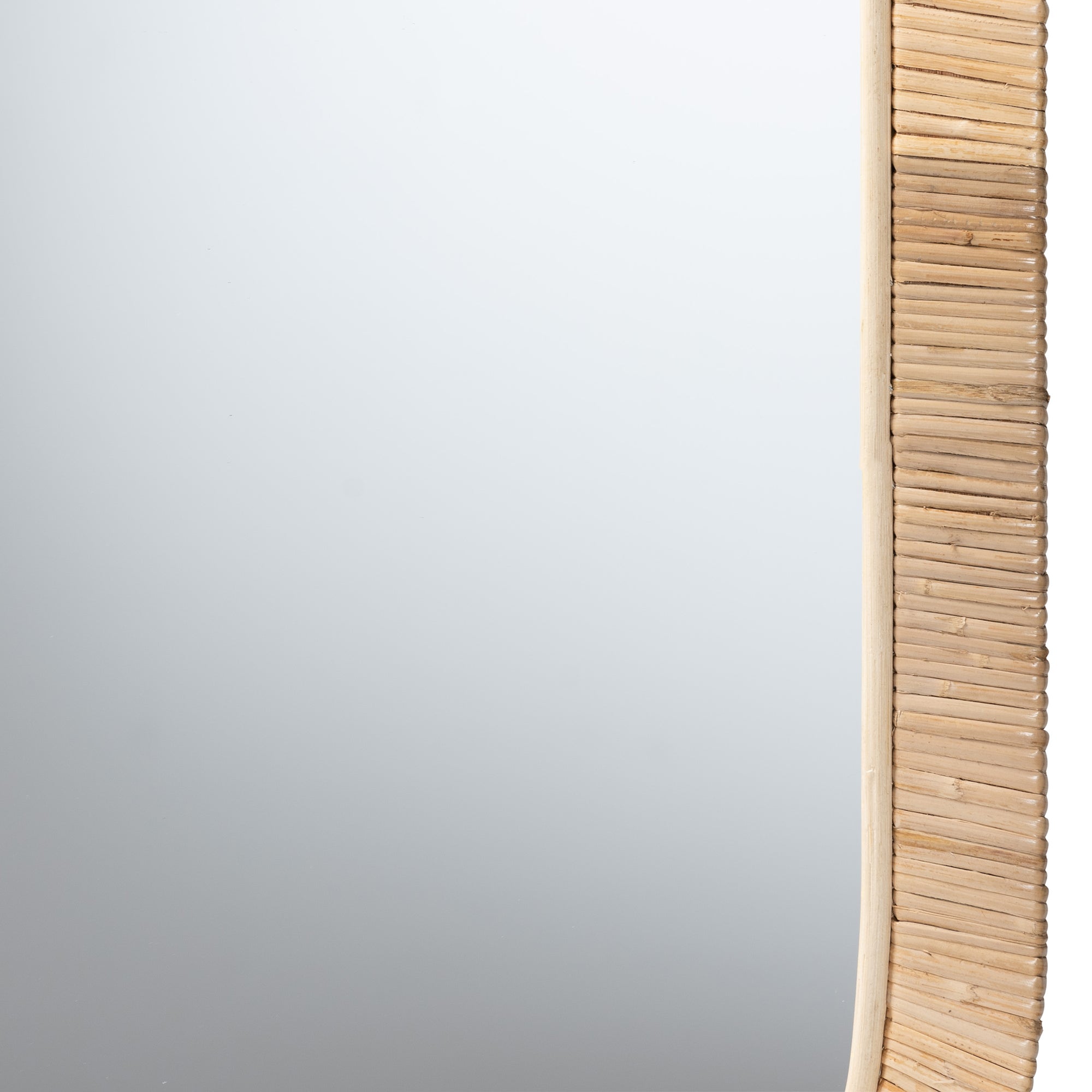 Marek Mahogany Wood and Rattan Oval Mirror