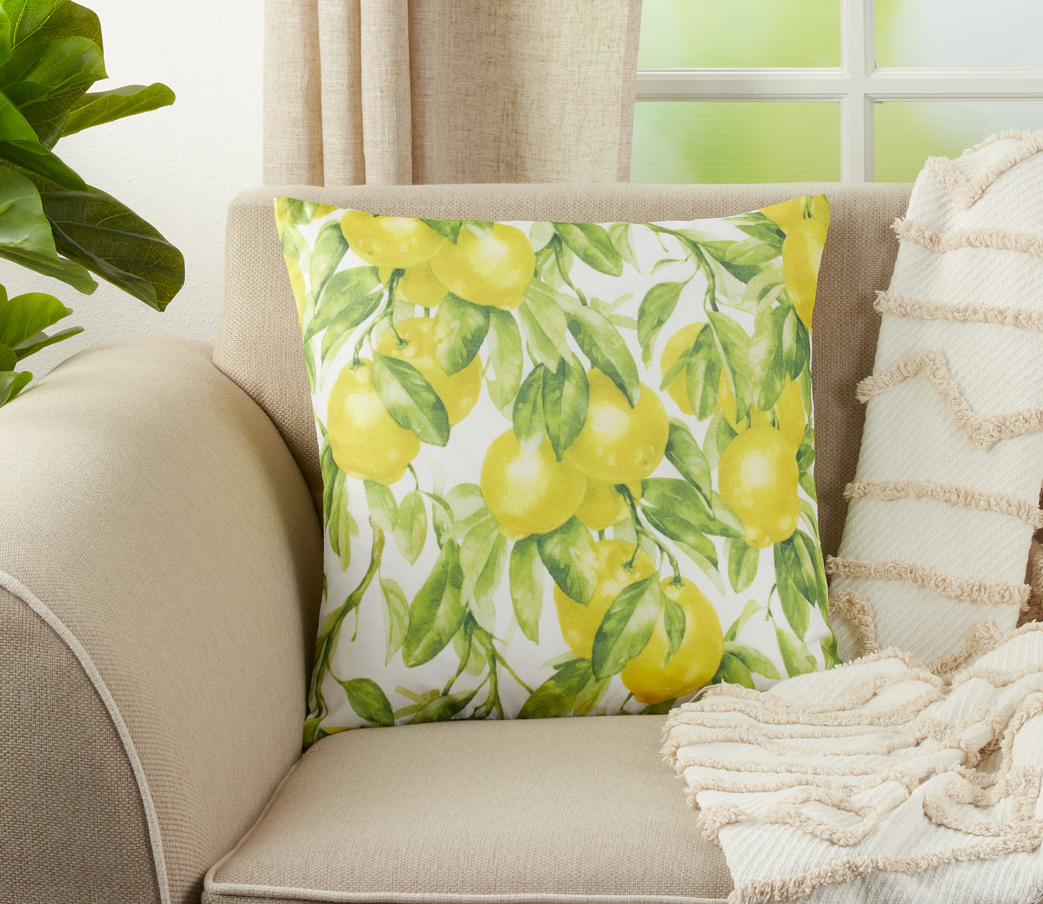 Lemon Print Throw Pillow
