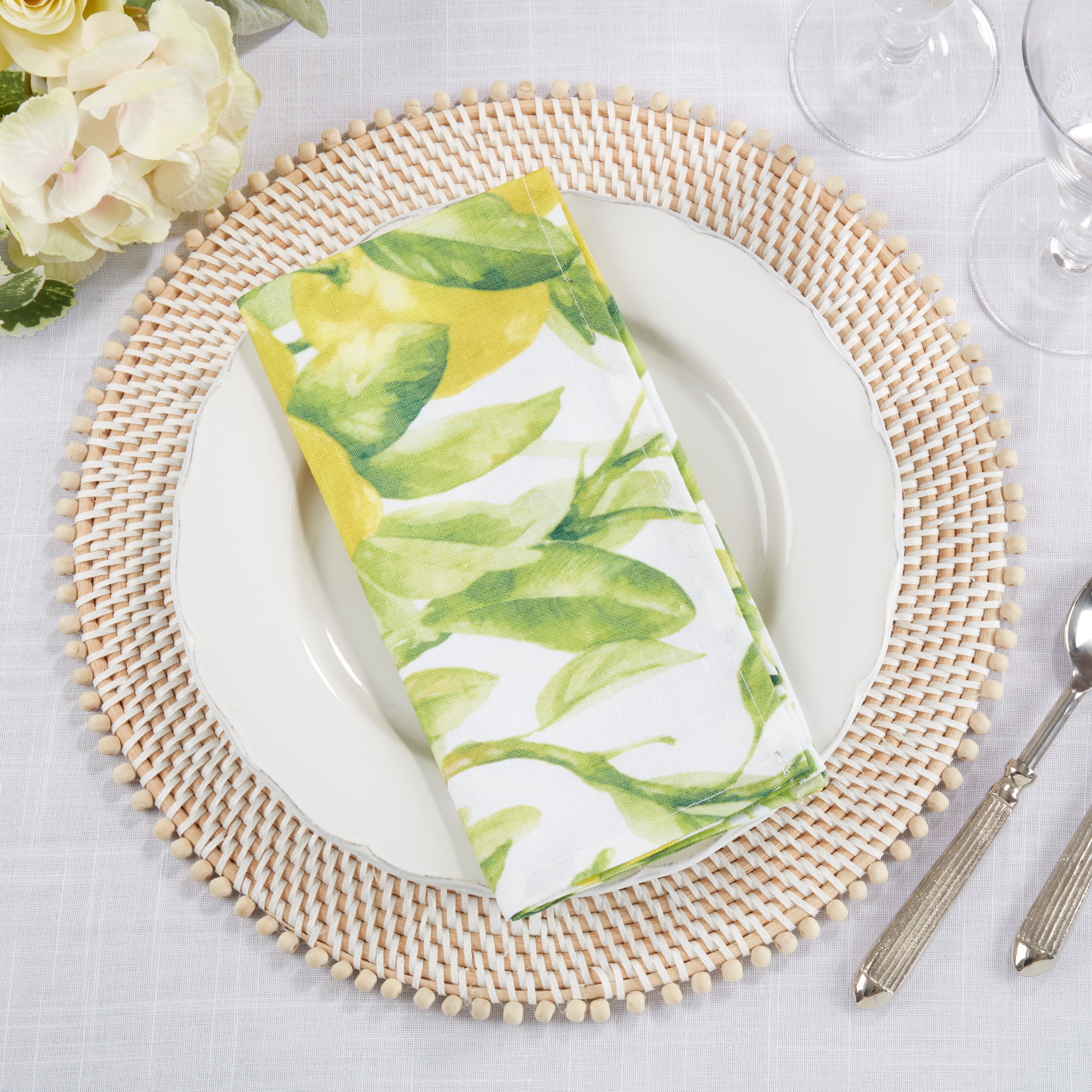 Printed Lemon Table Napkins, Set of 12