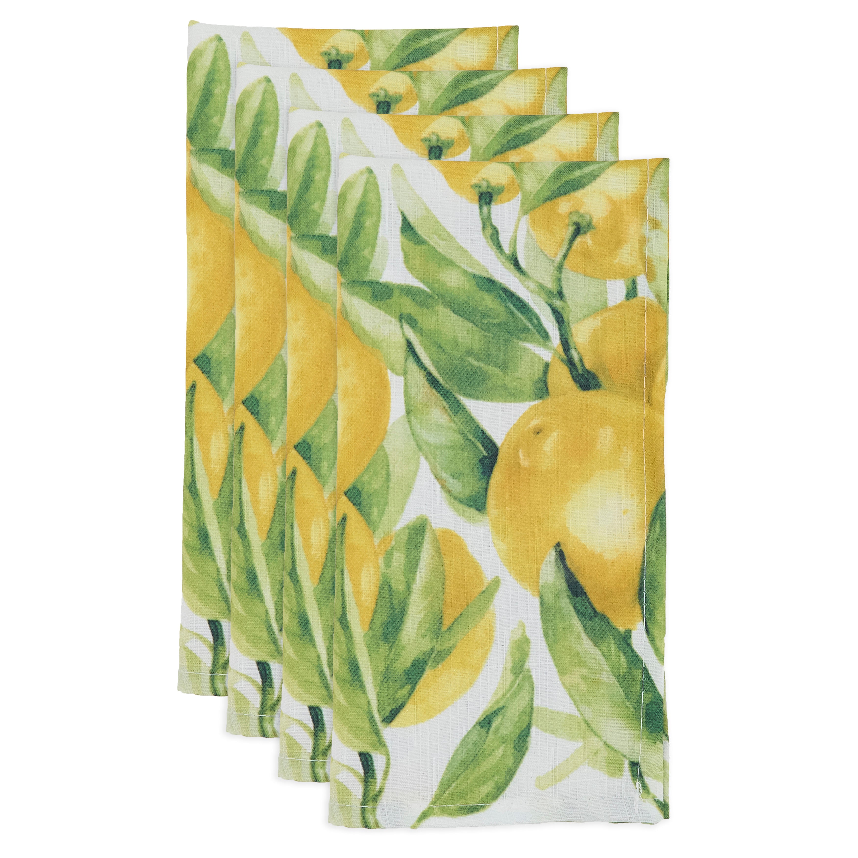 Printed Lemon Table Napkins, Set of 12