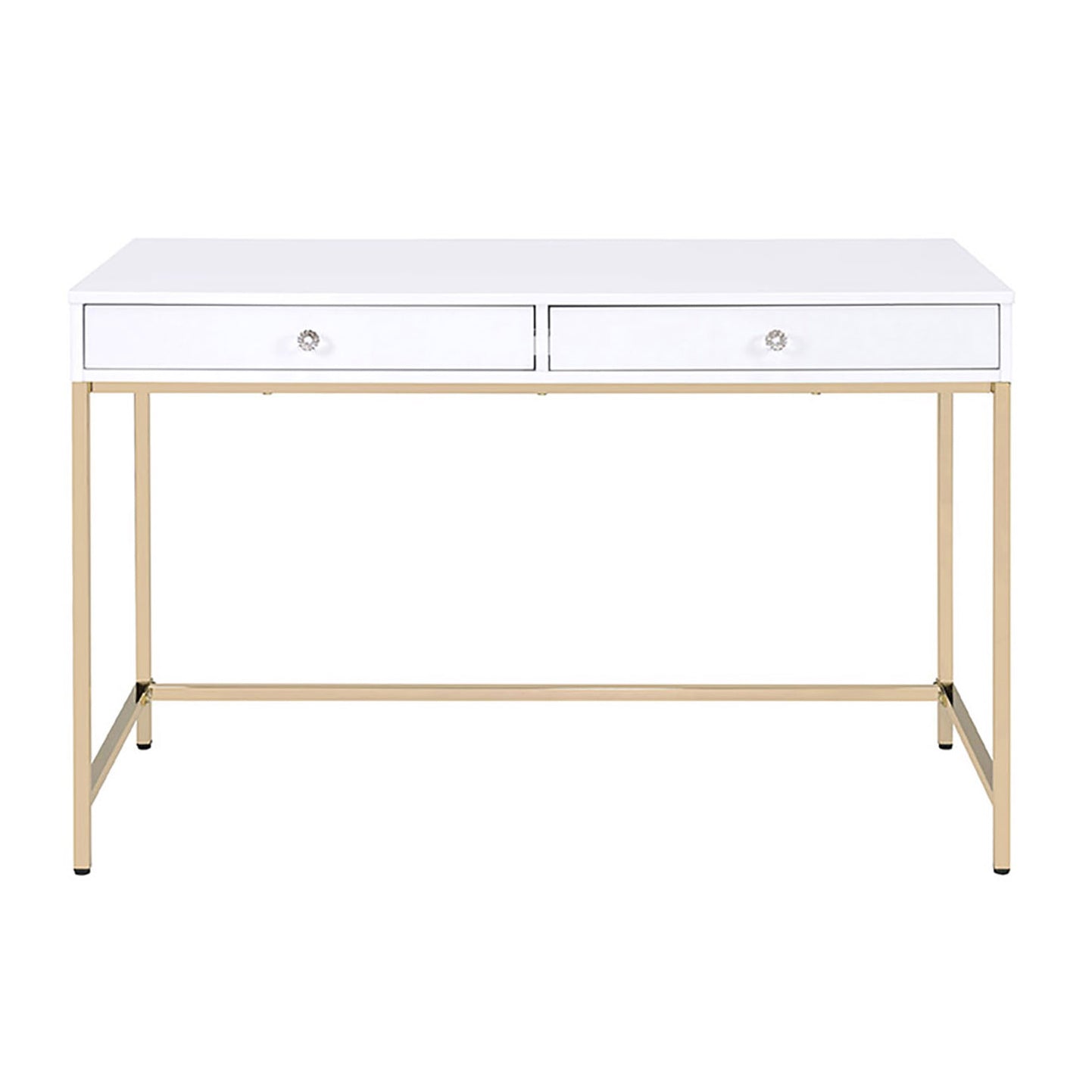 High Gloss and Gold 2-Drawer Writing Desk