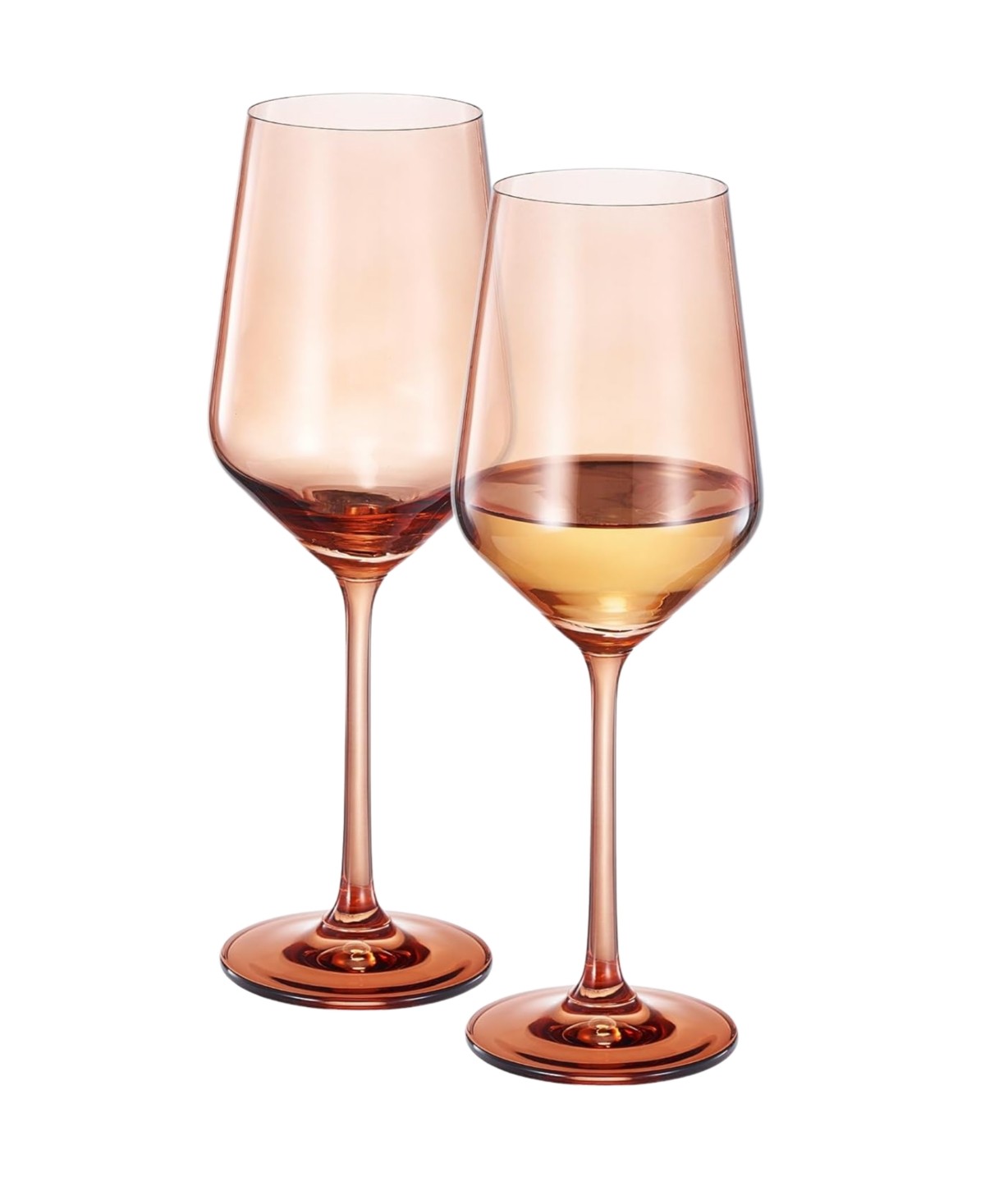 Orange Colored Crystal Wine Glasses Set of 2