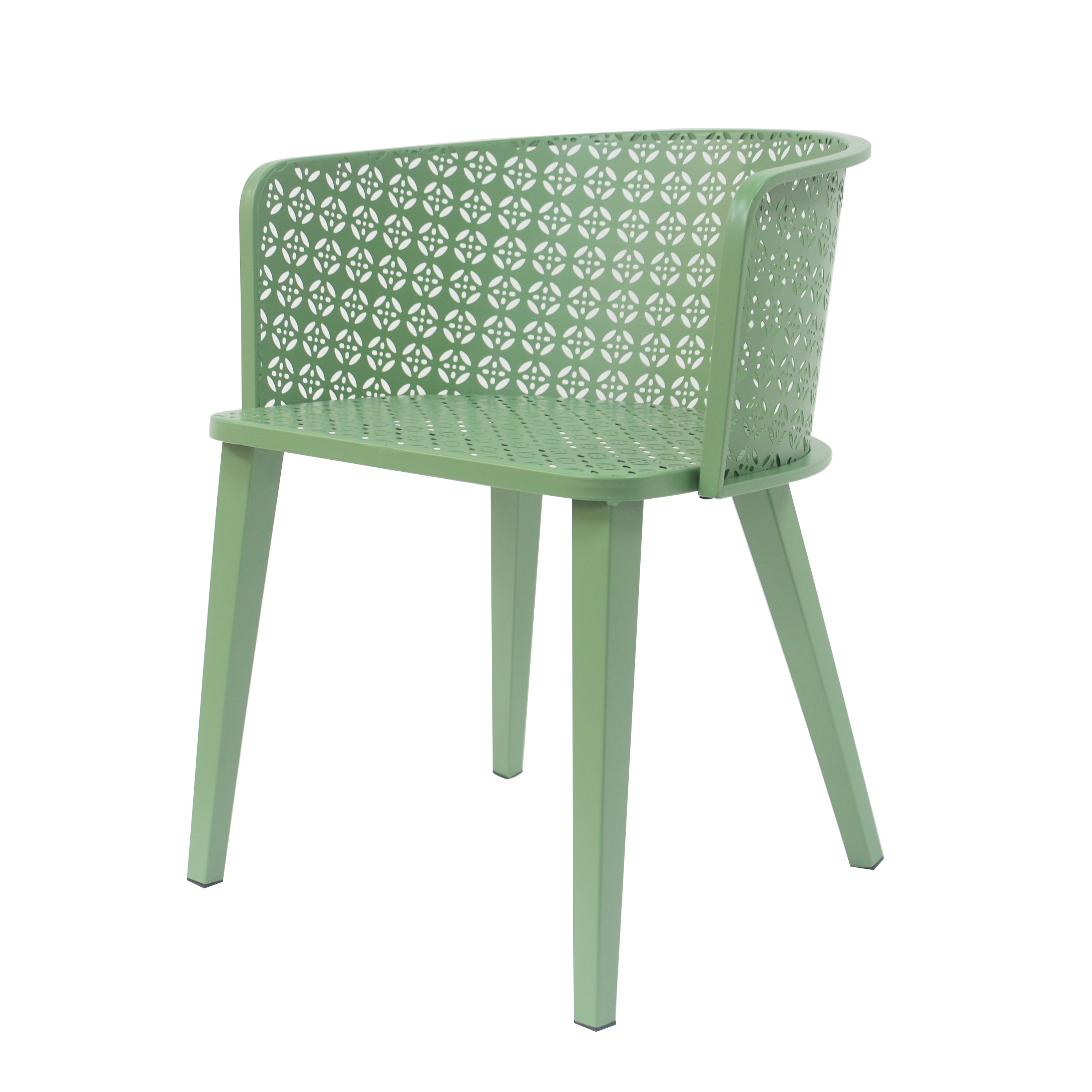Rejoiced Outdoor Dining Chair with Geometric Lattice Design and Curved Back, Set of 2