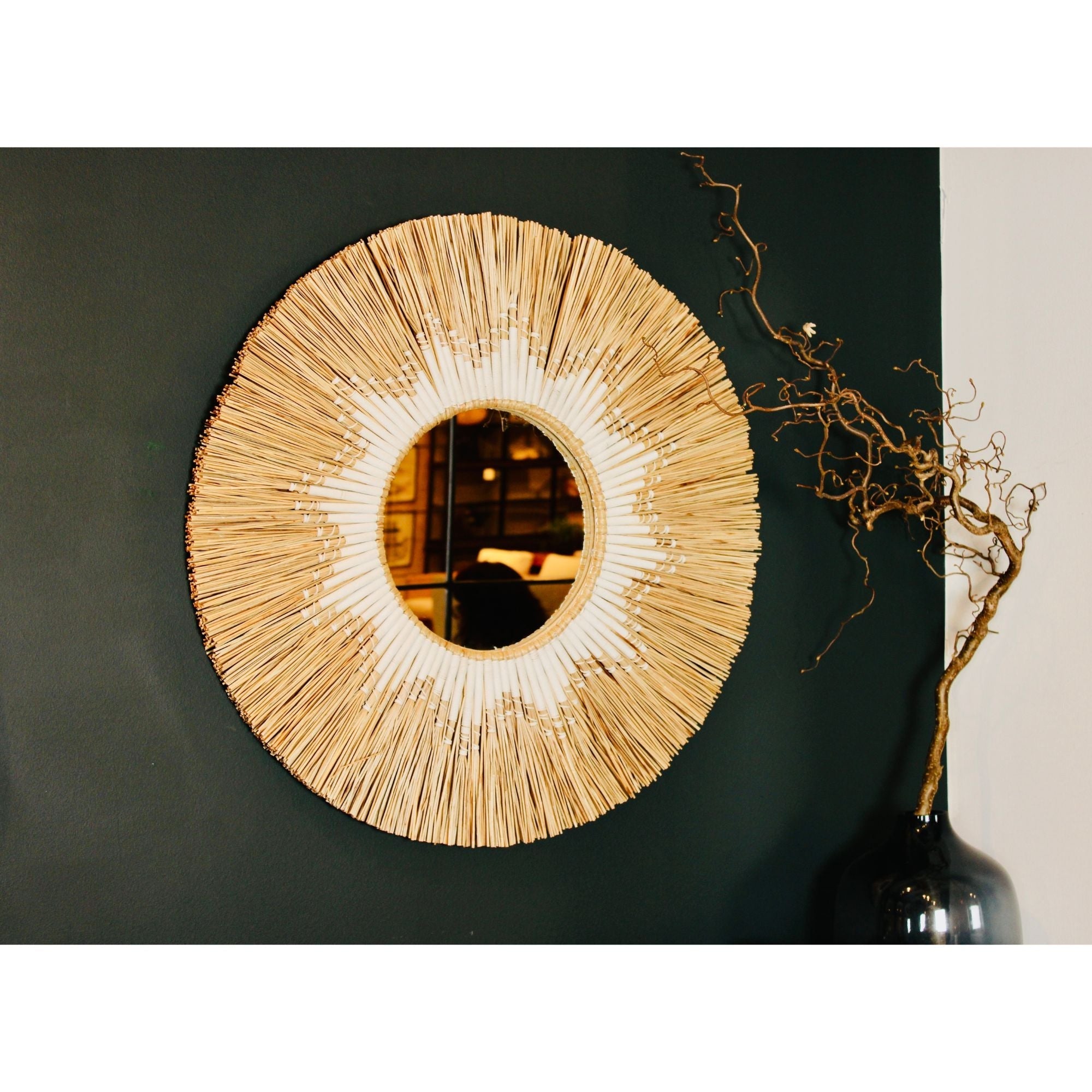 Mendong Seagrass 30" Round Mirror