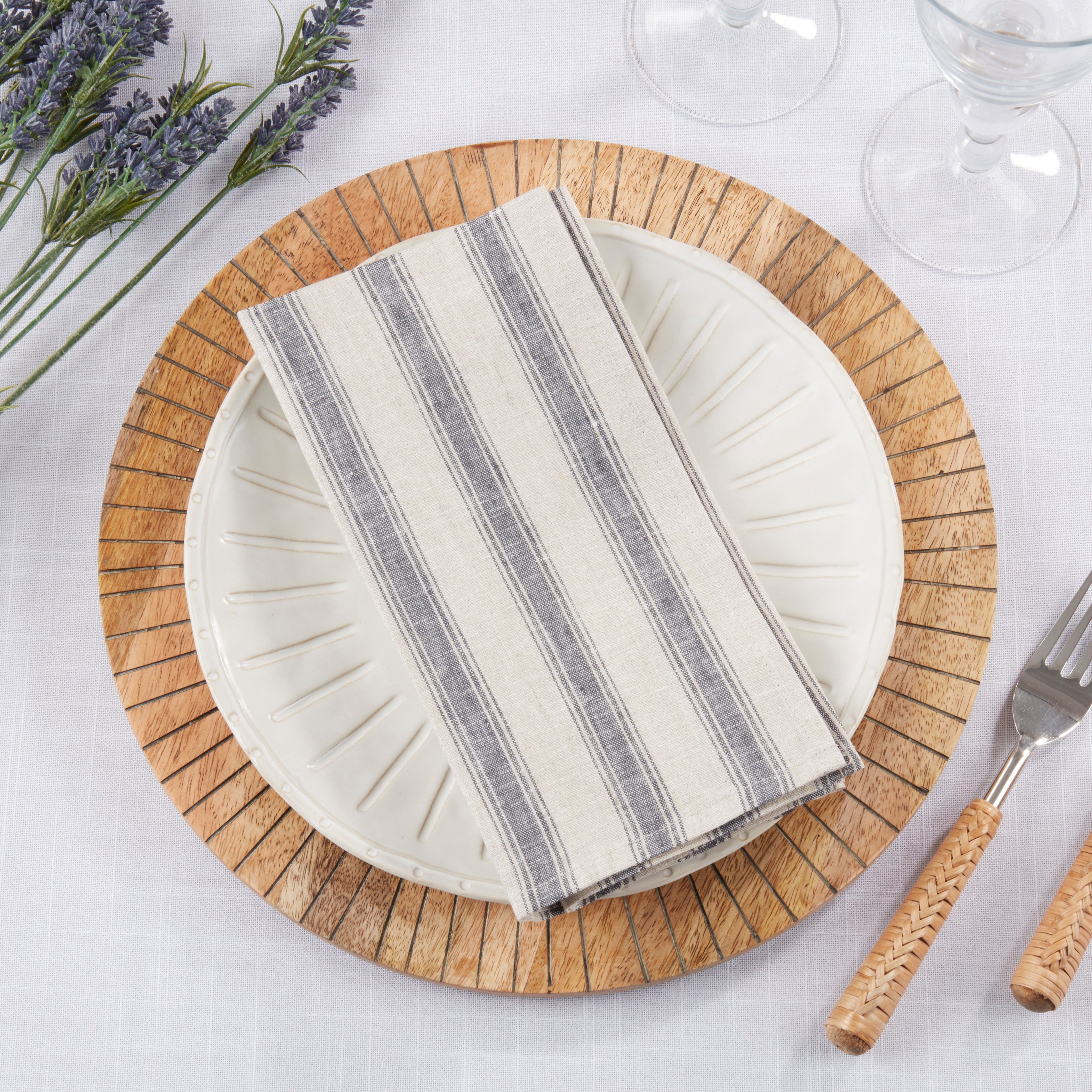 Classic Striped Pure Linen Napkin, Set of 4