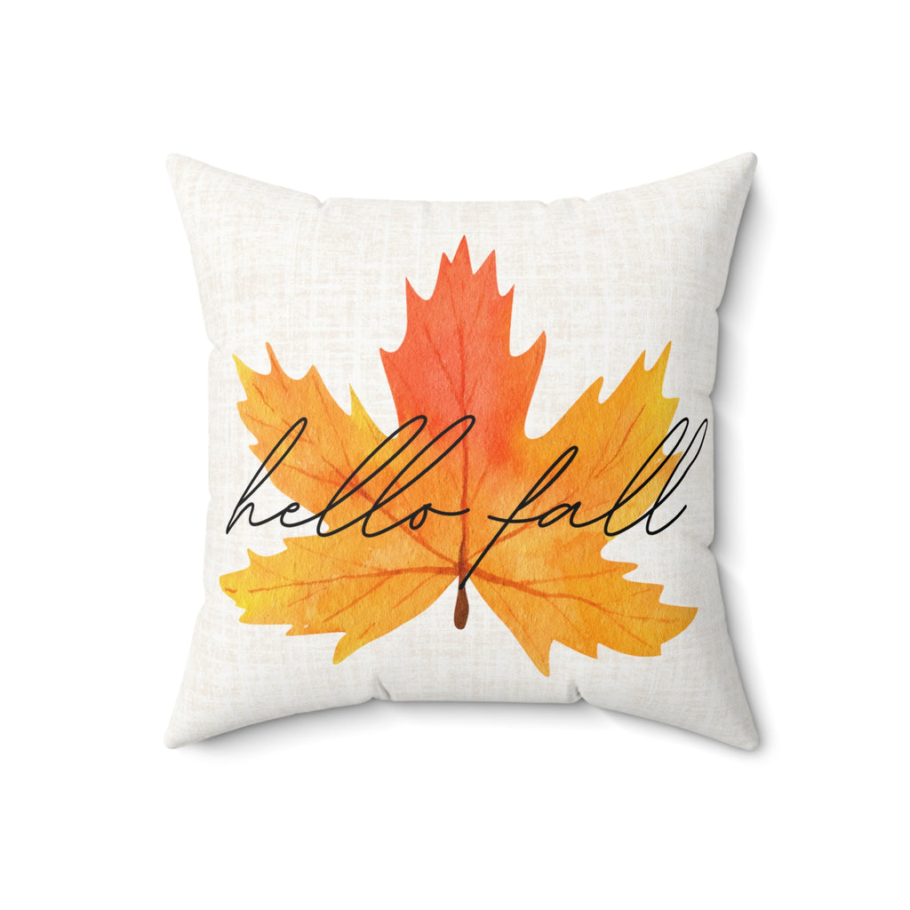 Hello Fall Maple Leaf Throw Pillow