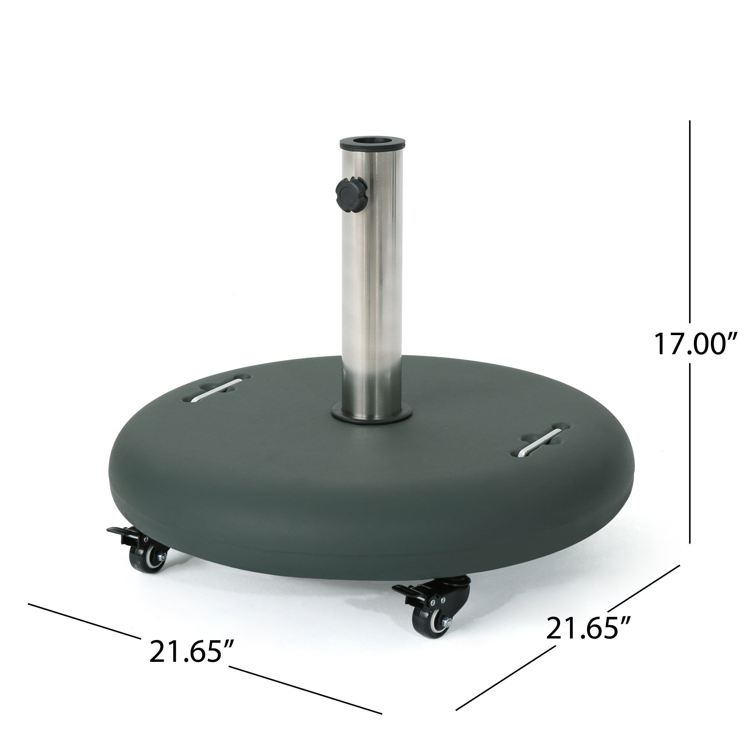 Prehnite Outdoor Round Umbrella Base with Casters and Stainless Steel Holder