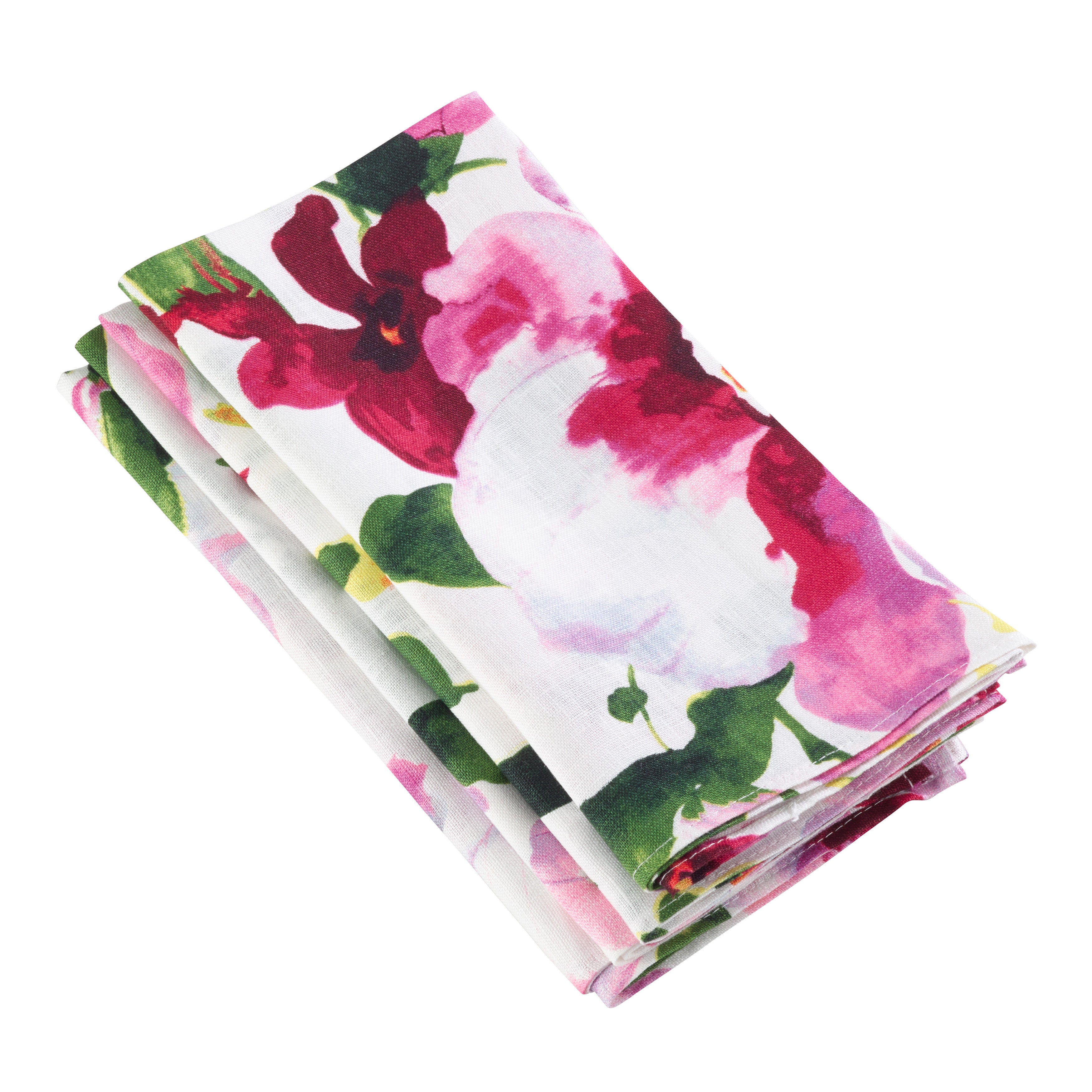 Watercolor Floral Design Linen Napkins, Set of 4