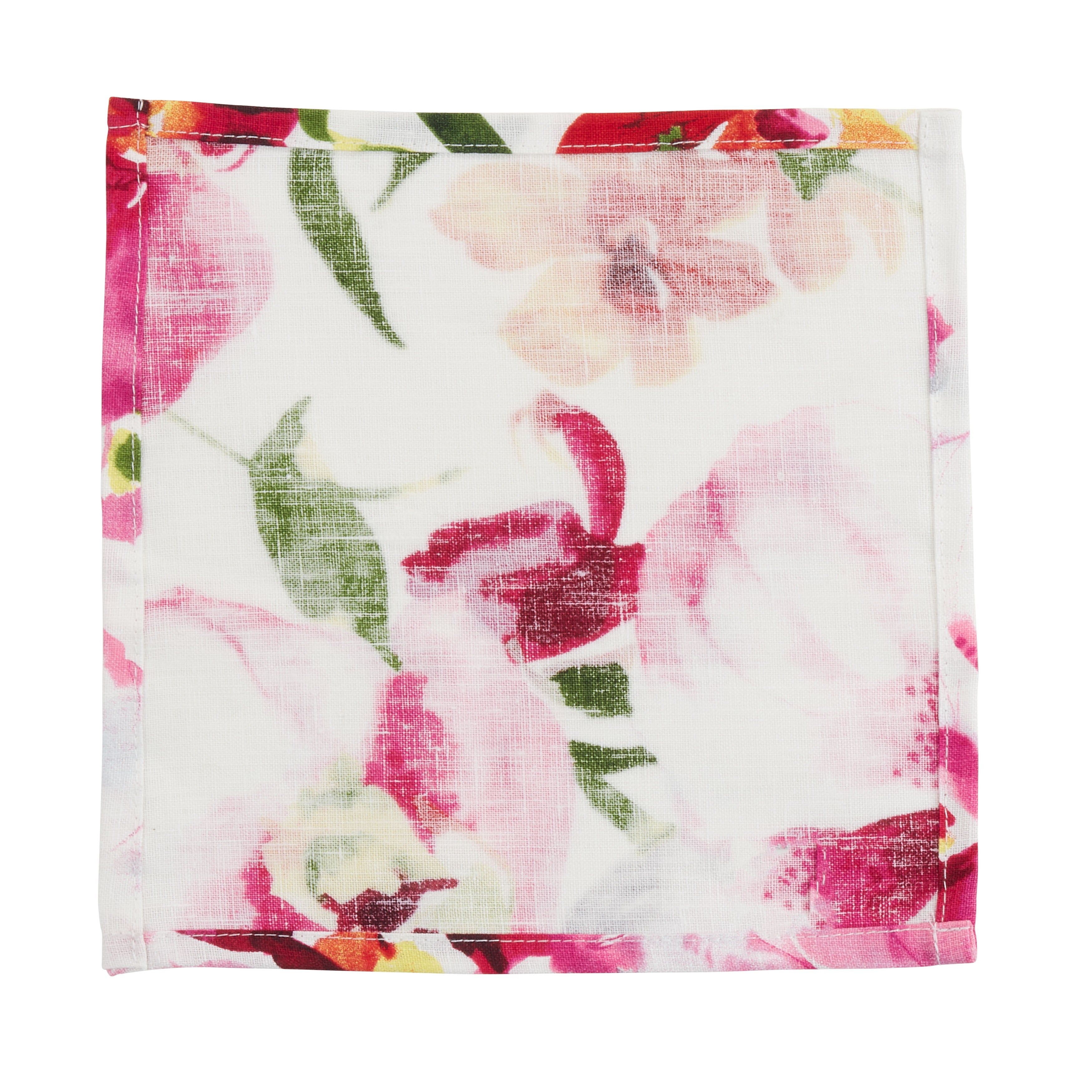 Watercolor Floral Design Linen Napkins, Set of 4