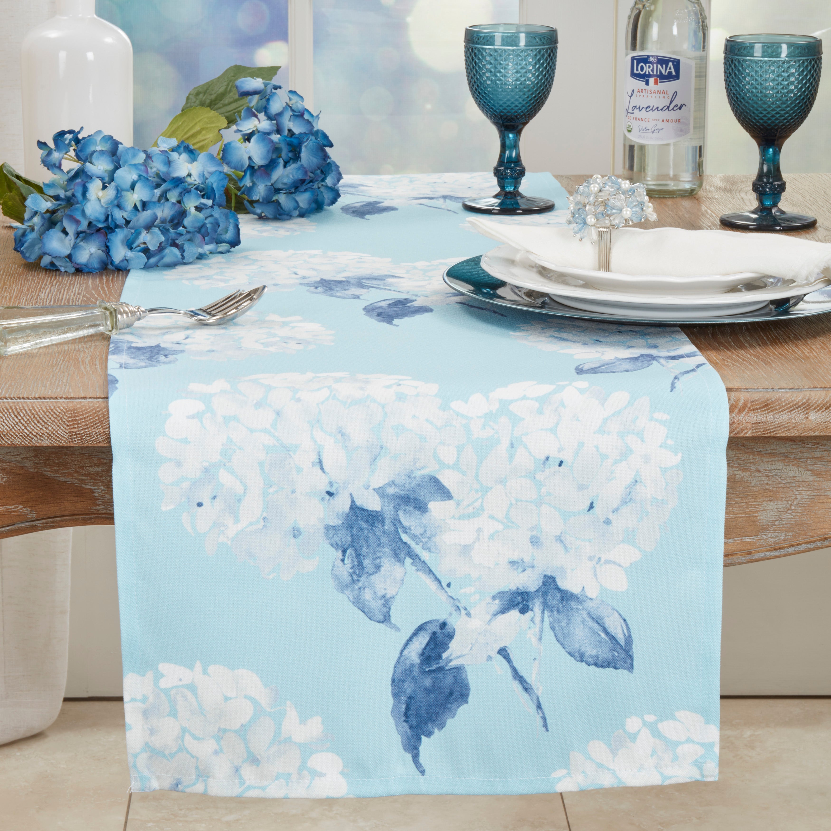 Printed Hydrangea Table Runner