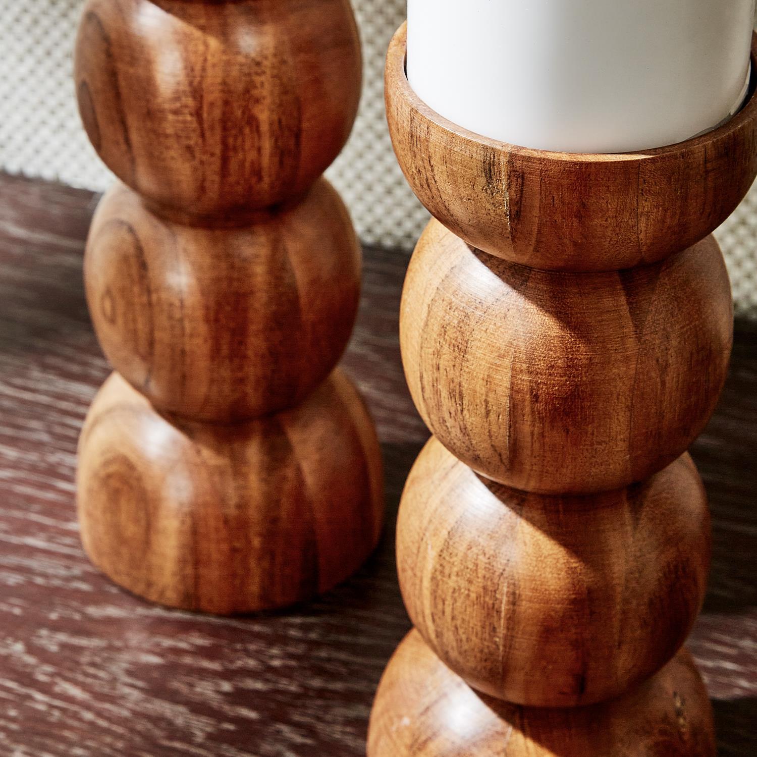 Spheres Hand-Crafted Pillar Candleholder, Set of 3