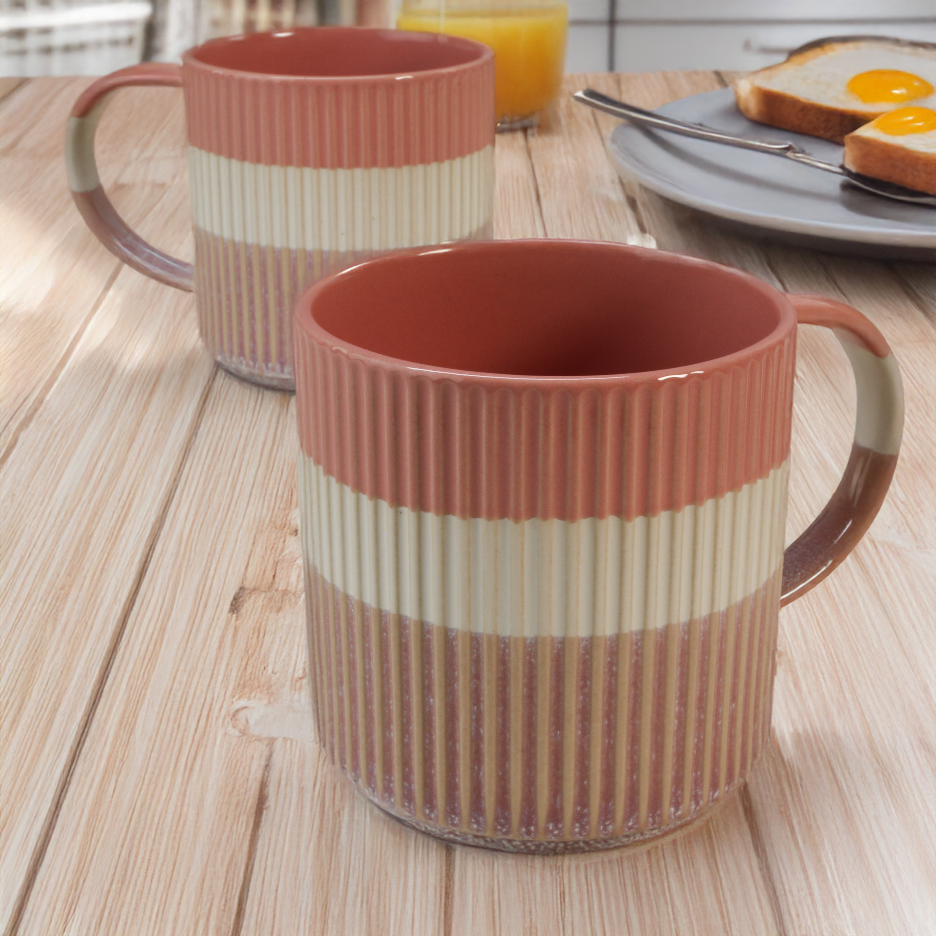 Tri-Color Mugs, Set of 4