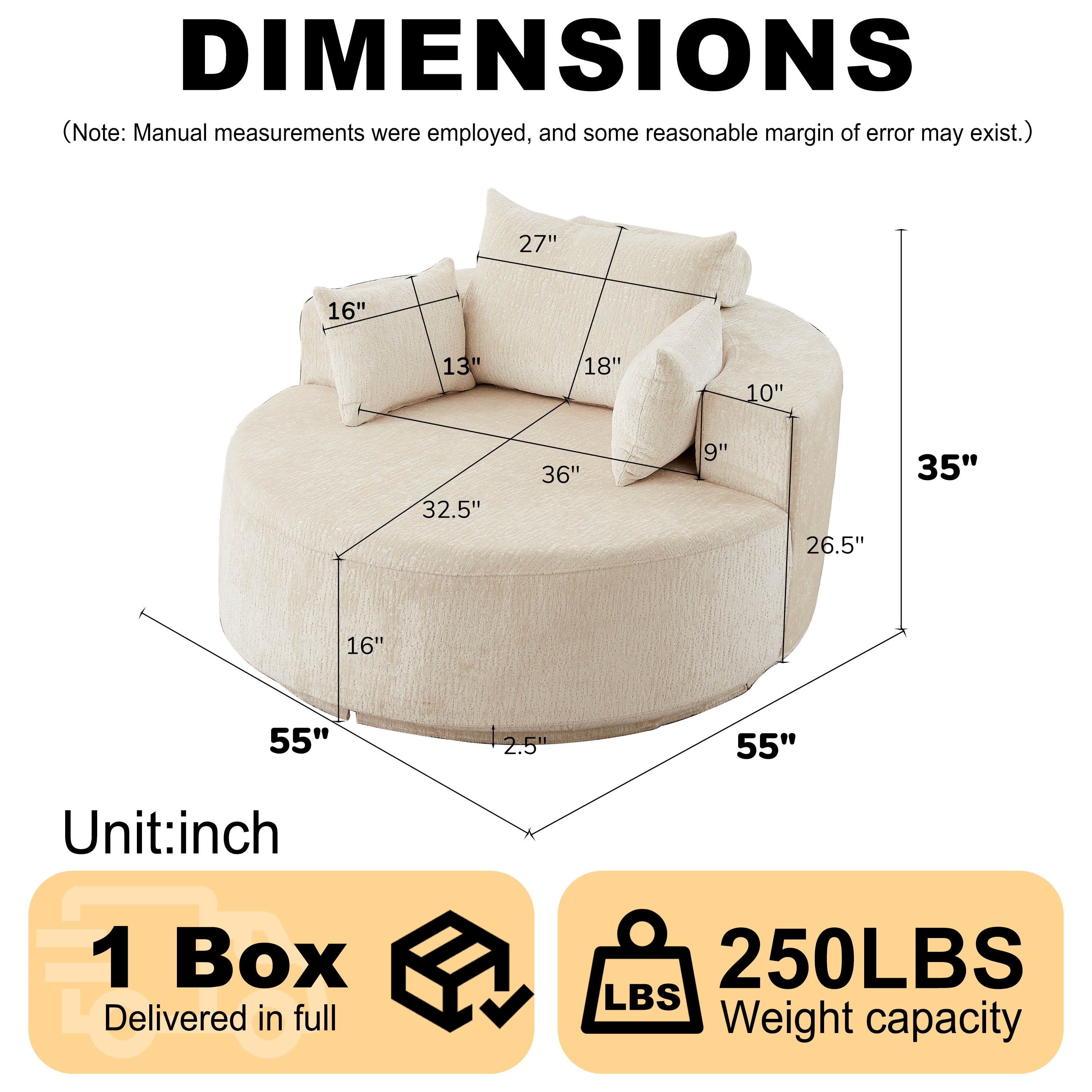 Oversized Chenille Swivel Lounge Chair