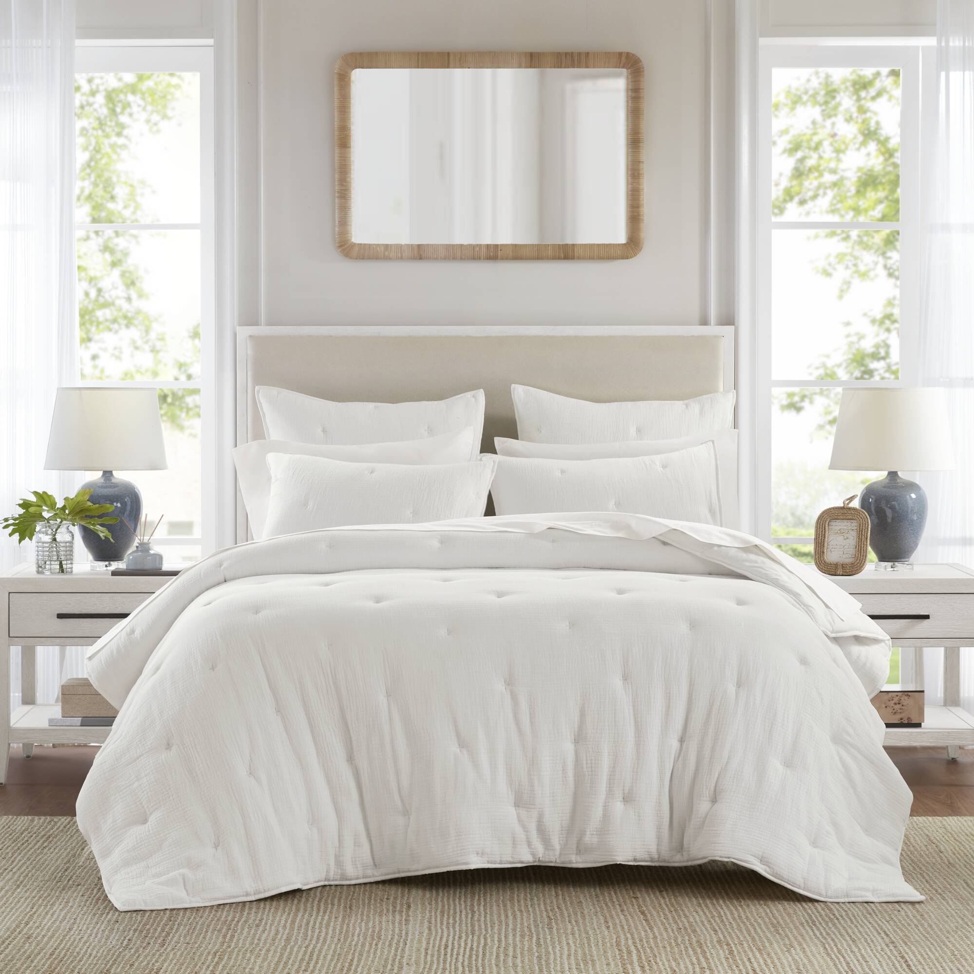 3 Piece Cotton Gauze Embroidered Quilt Set