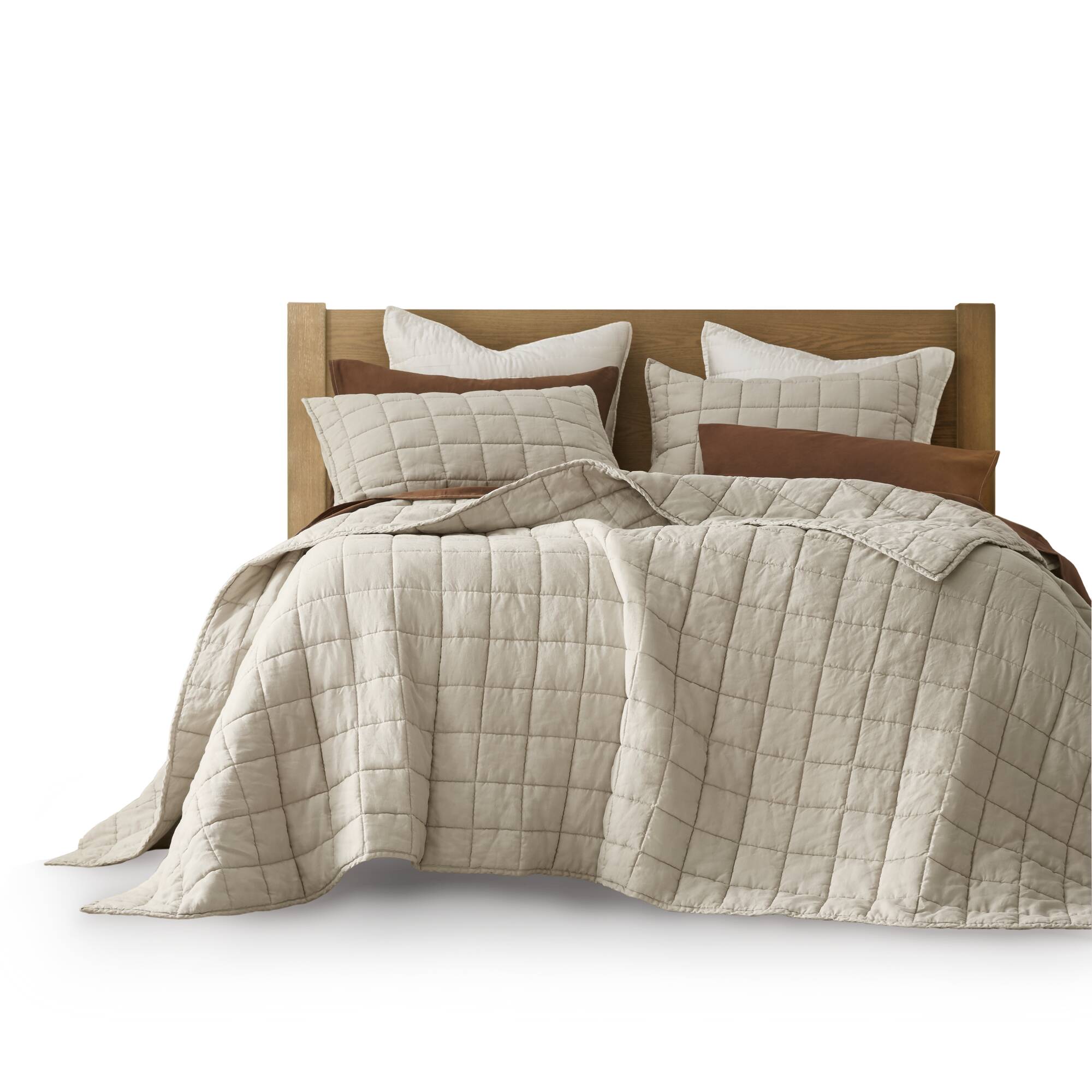 3 Piece Garment Washed French Linen Quilt Set