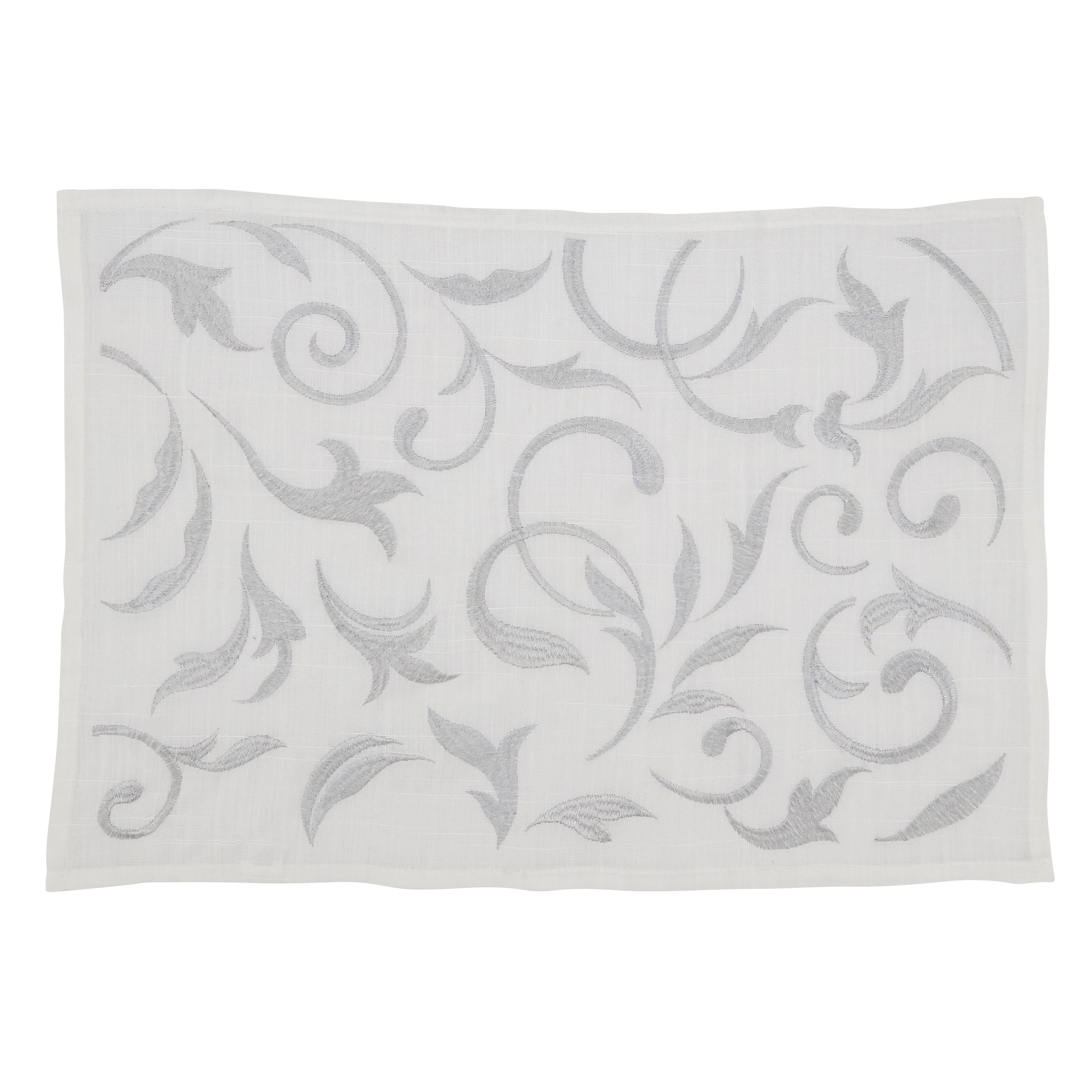 Botanical Embroidered Leaves Placemat, Set of 4