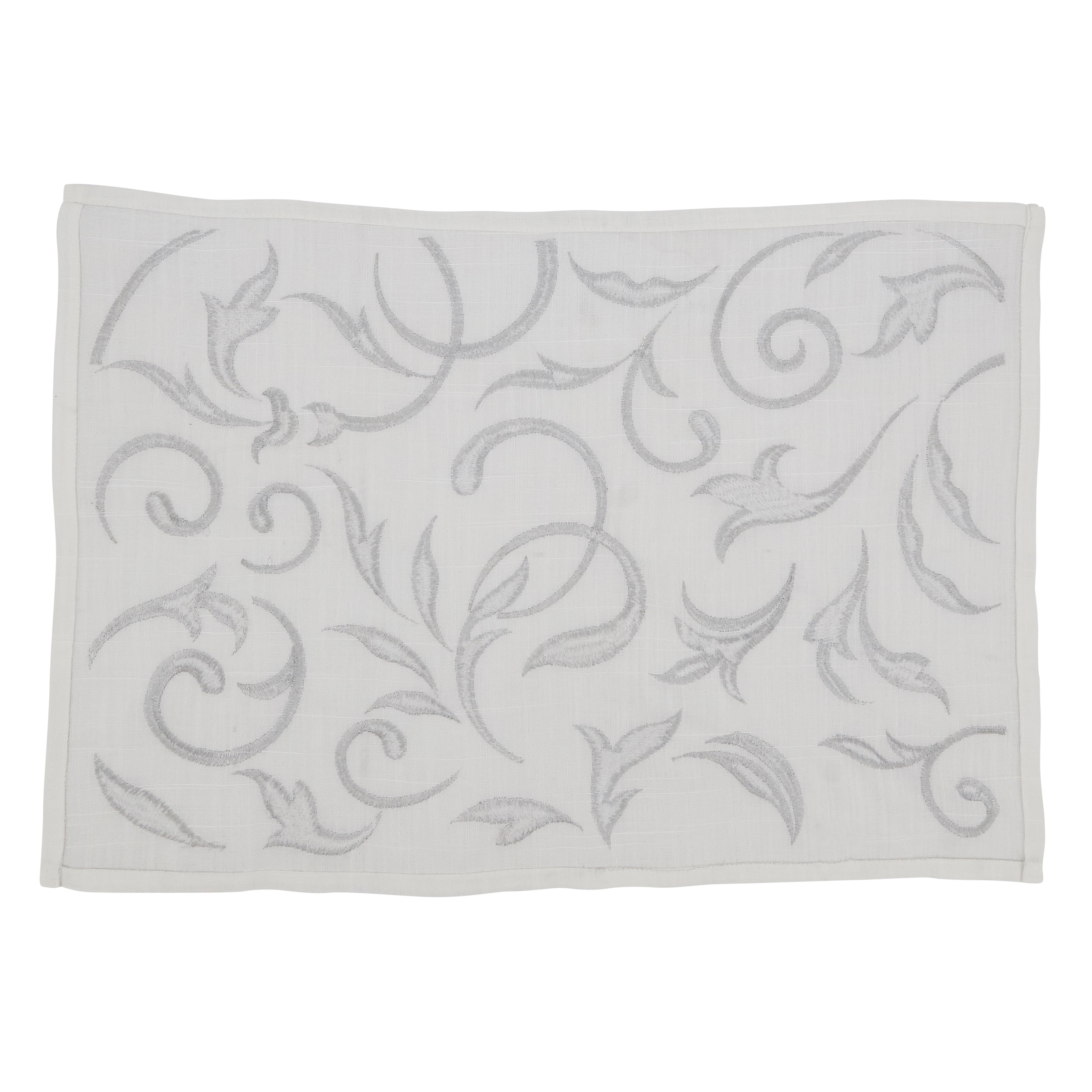 Botanical Embroidered Leaves Placemat, Set of 4