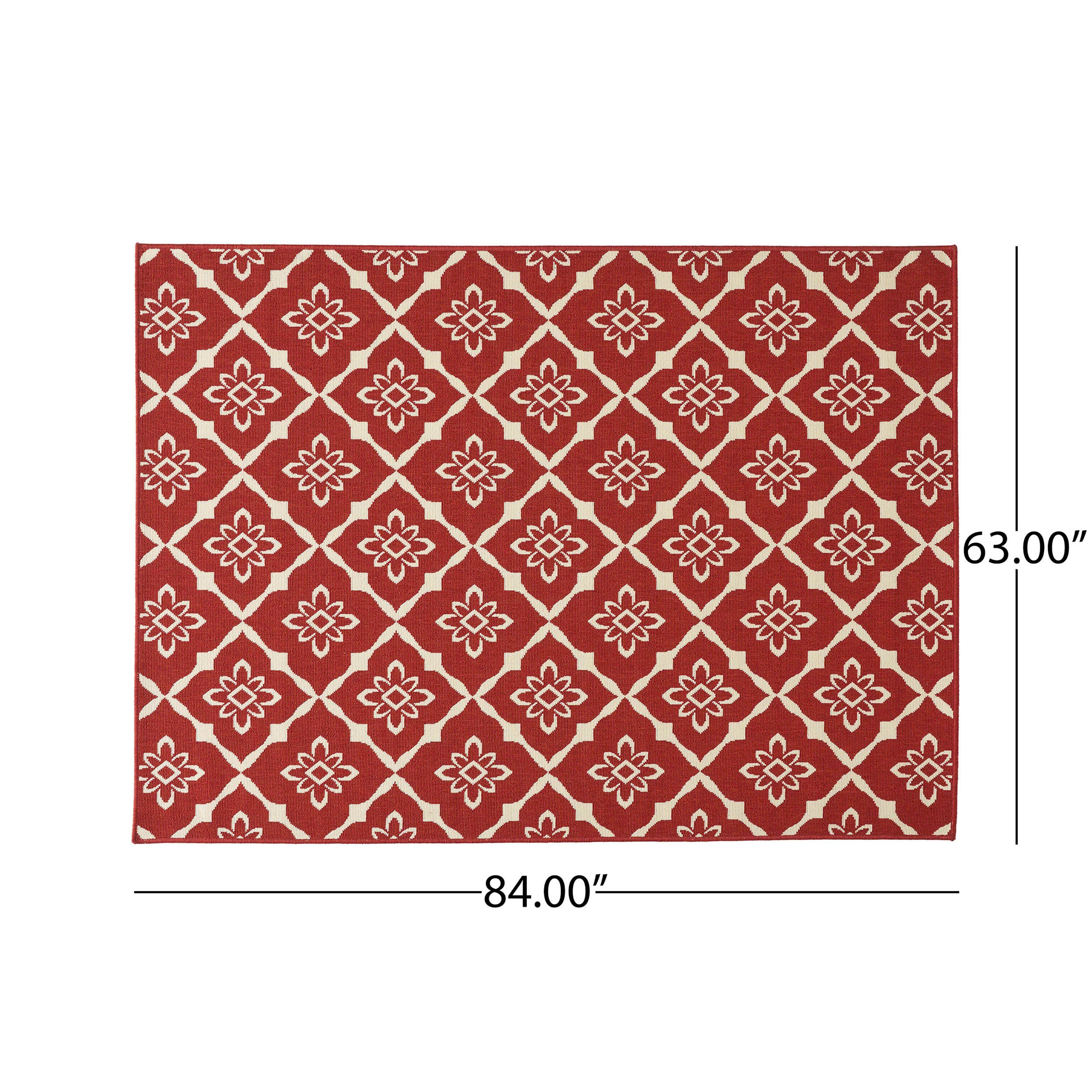 84"x63" Outdoor Rug with Loop Pile Texture and Rectangle Shape