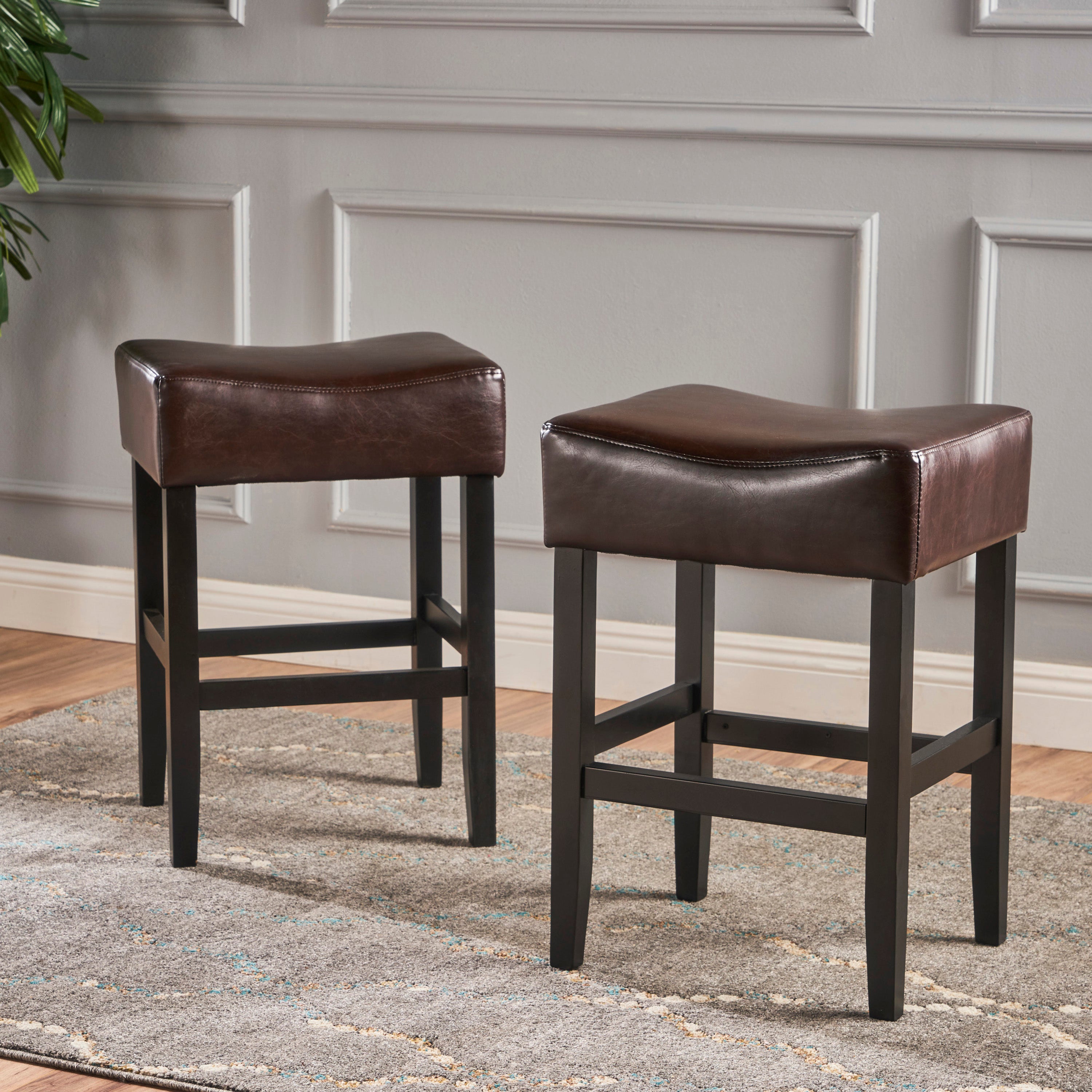26" Saddle Counter Stools, Set of 2