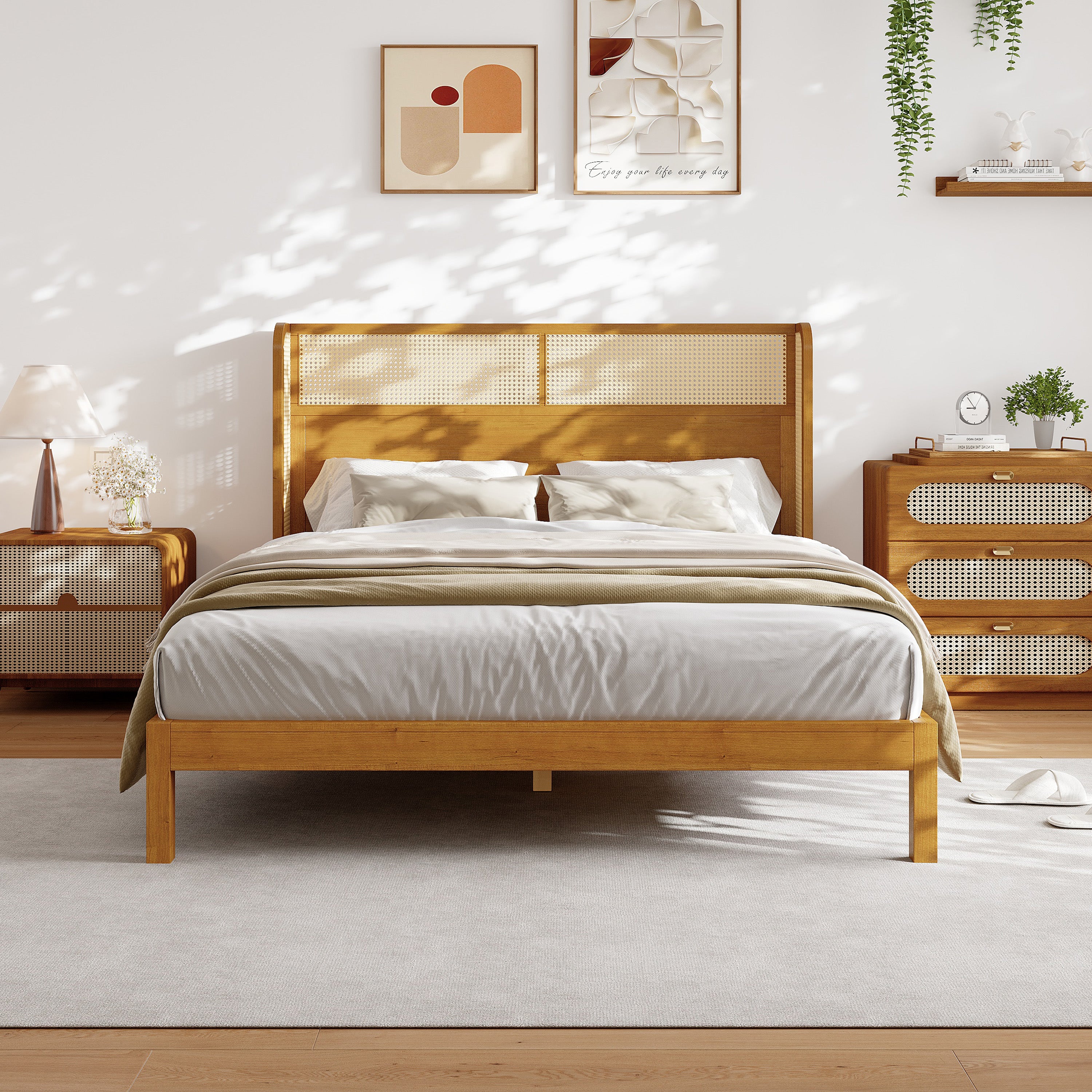 Premium Rubber Wood Platform Bed Frame