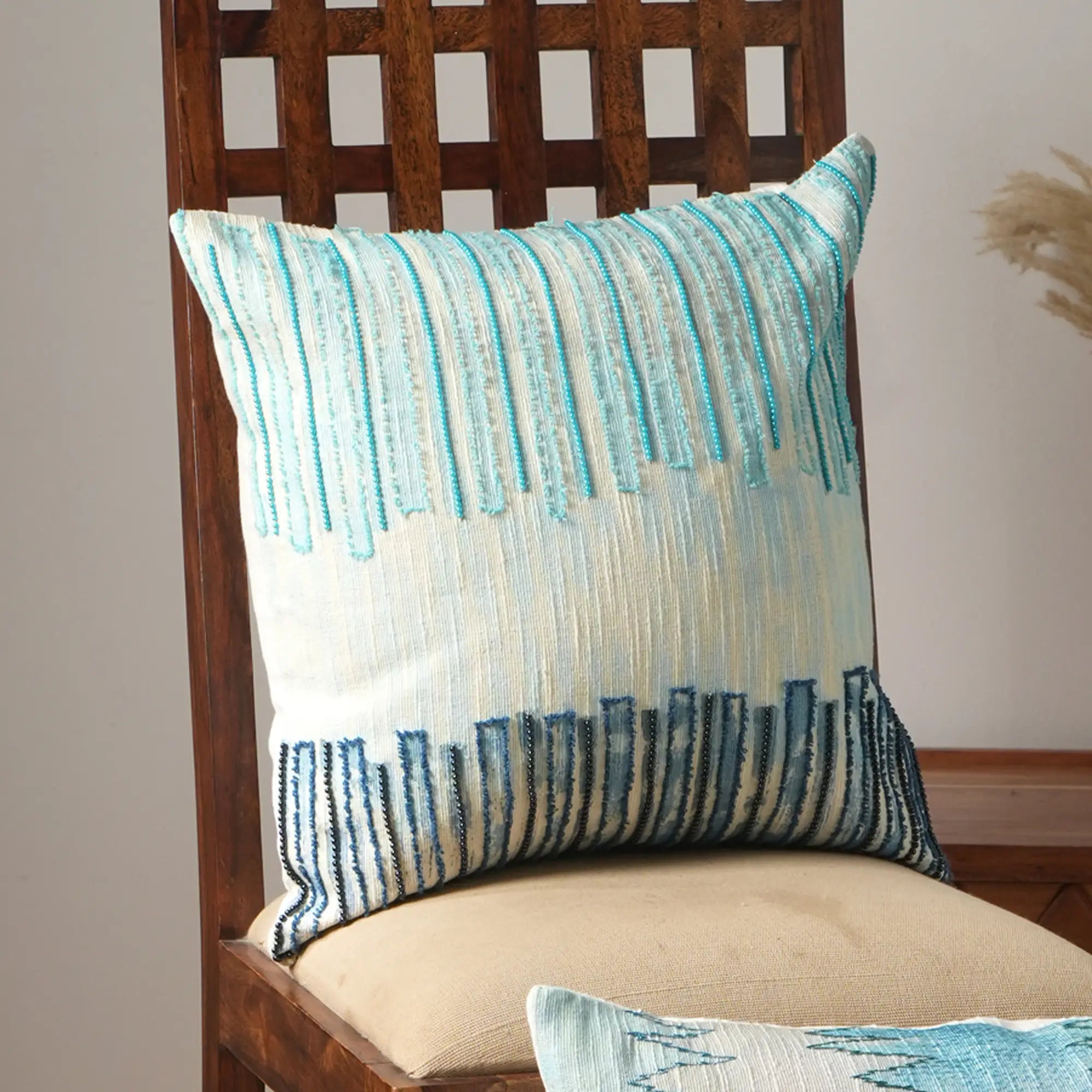 Coastal Horizon Beaded & Embroidered Pillow