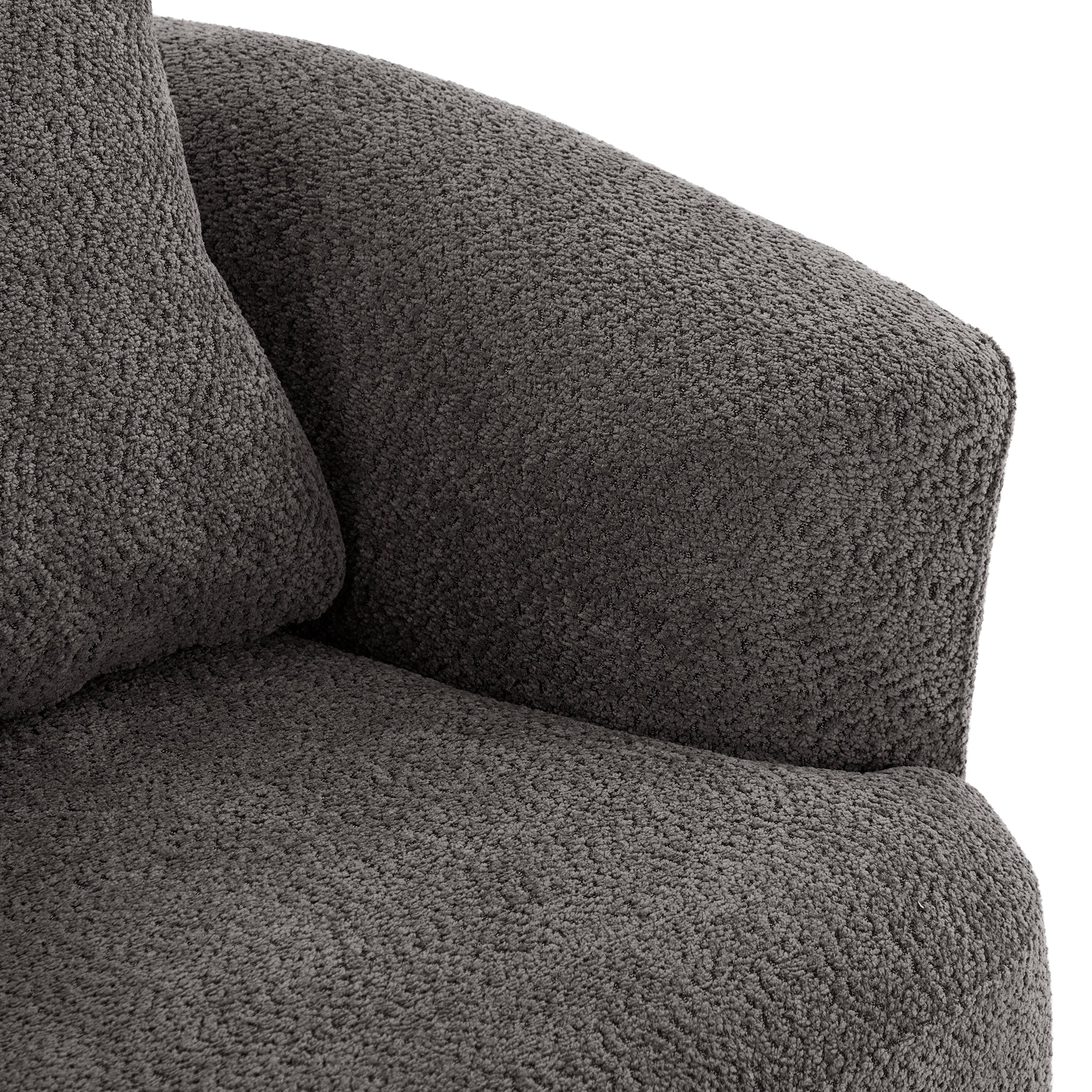360° Swivel Barrel Chenille Upholstered Accent Chair with Throw Pillow