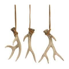 Rustic Deer Antler Hanging Ornament with Rope Tie (Set of 12)