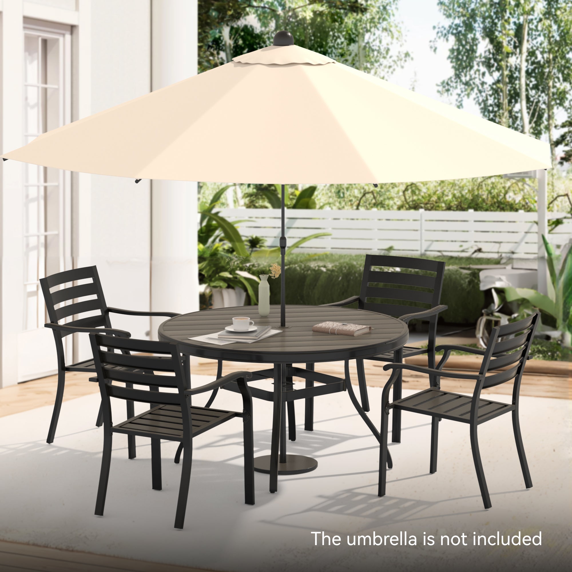 Vireo 5 Piece Outdoor Patio Dining Set with Stackable Chairs