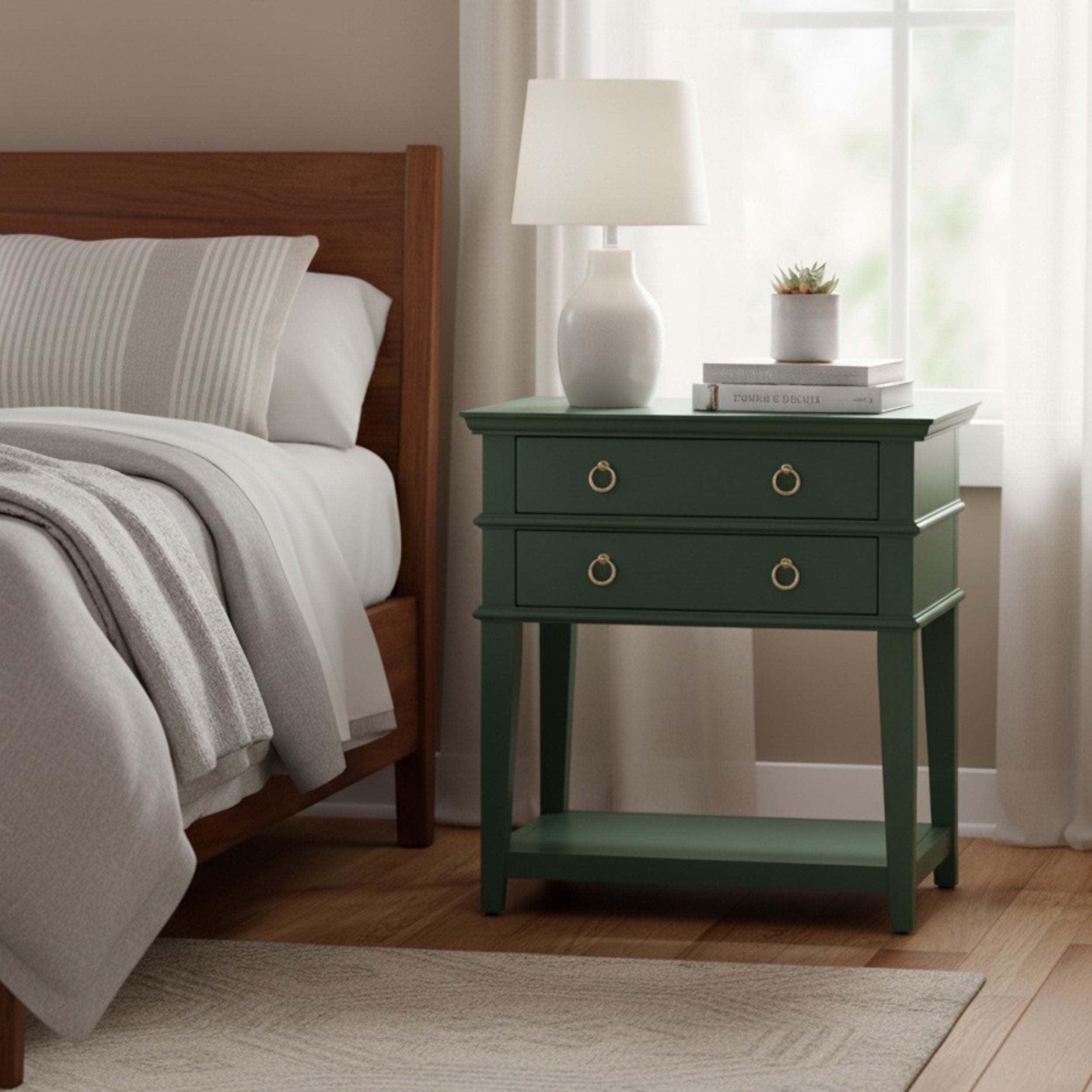 Carmona 2-Drawer Tray Top Nightstand