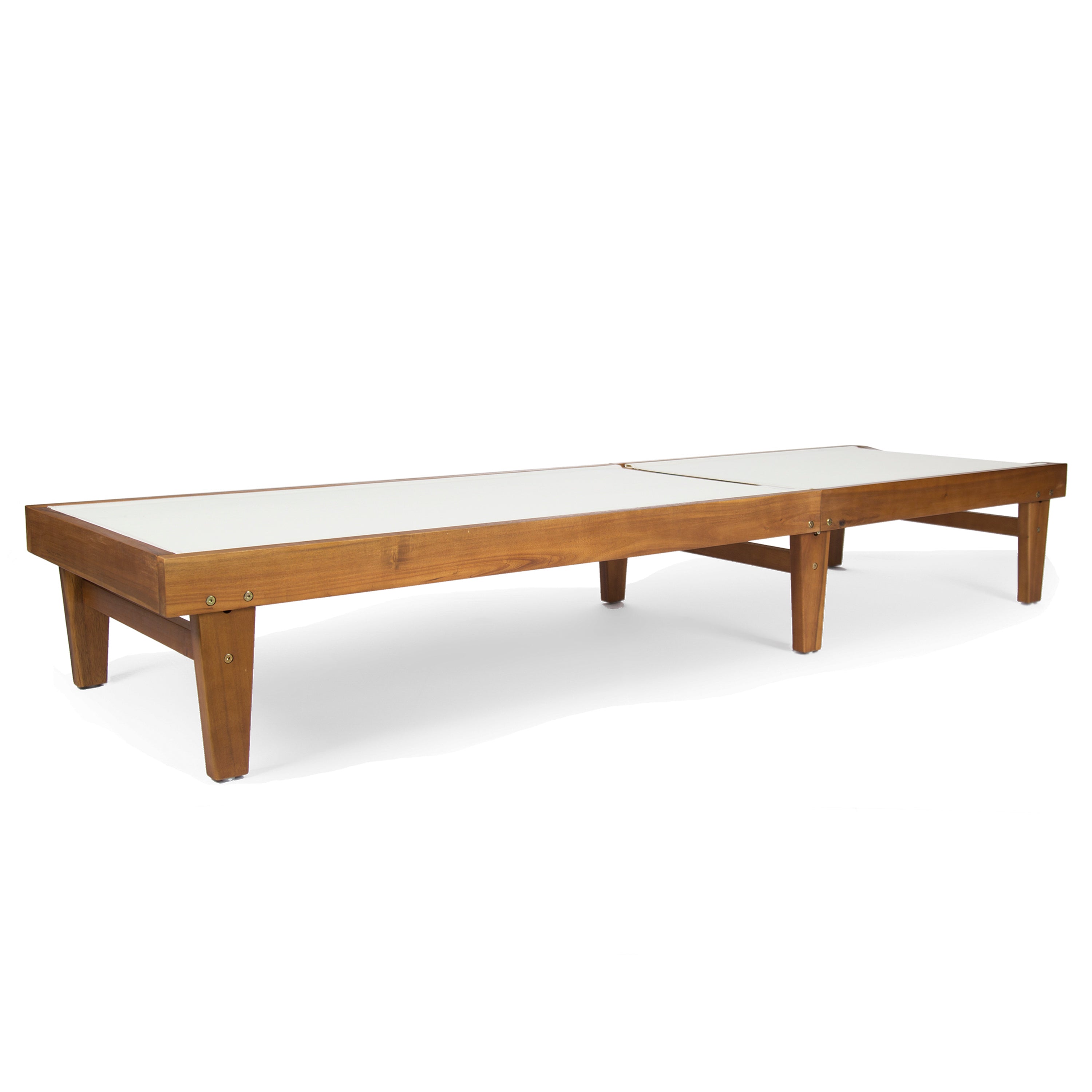 Outdoor Chaise Lounge with Acacia Wood Frame