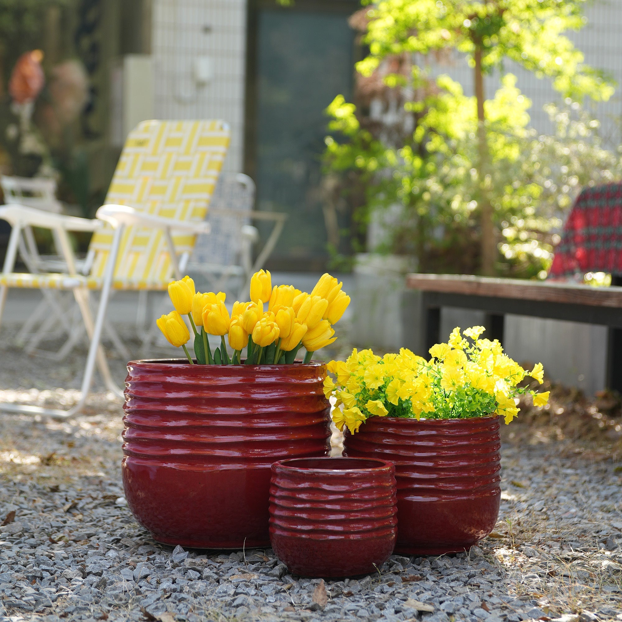 Calan Handmade Glazed Ceramic Planter, Set of 3