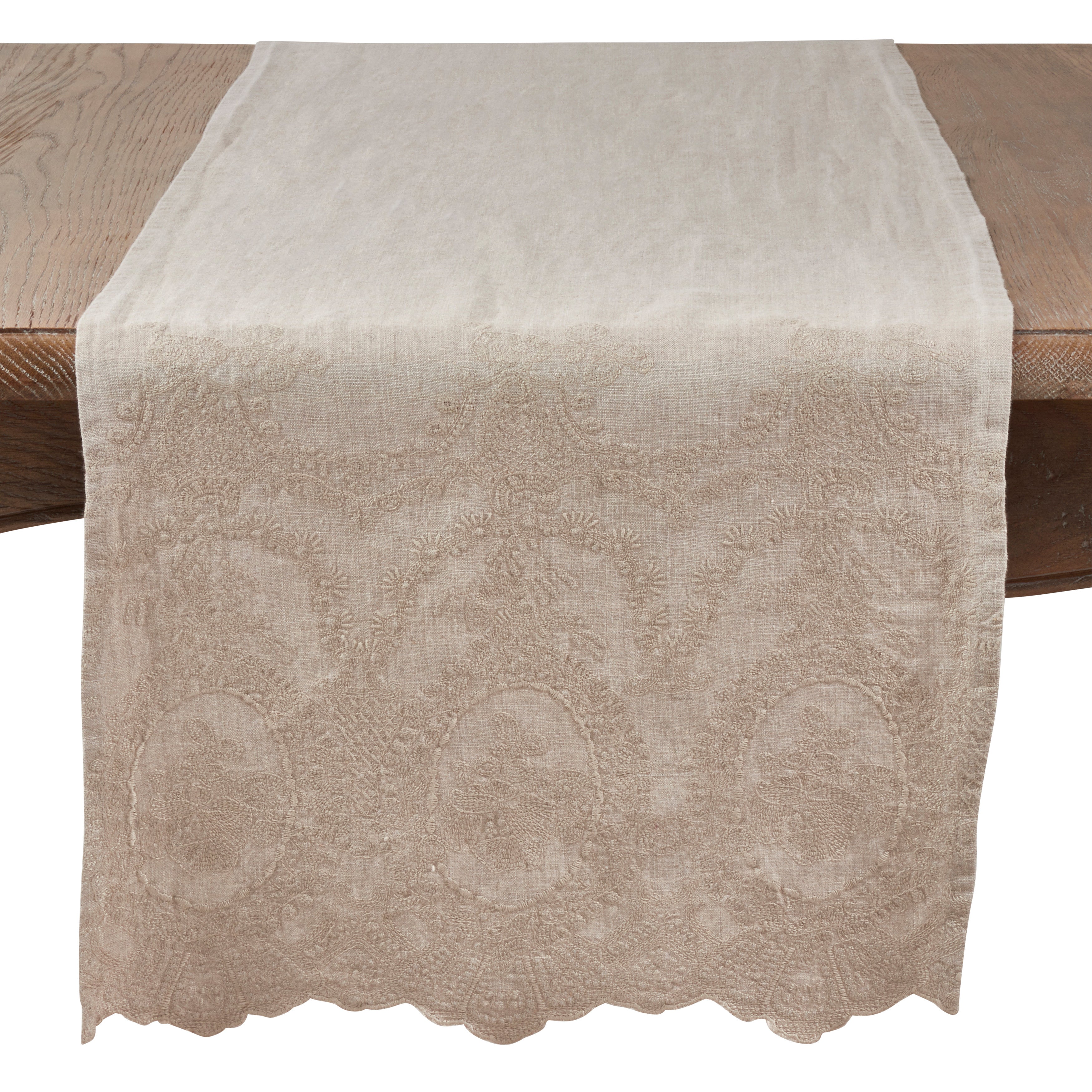 Stonewashed Embroidered Table Runner
