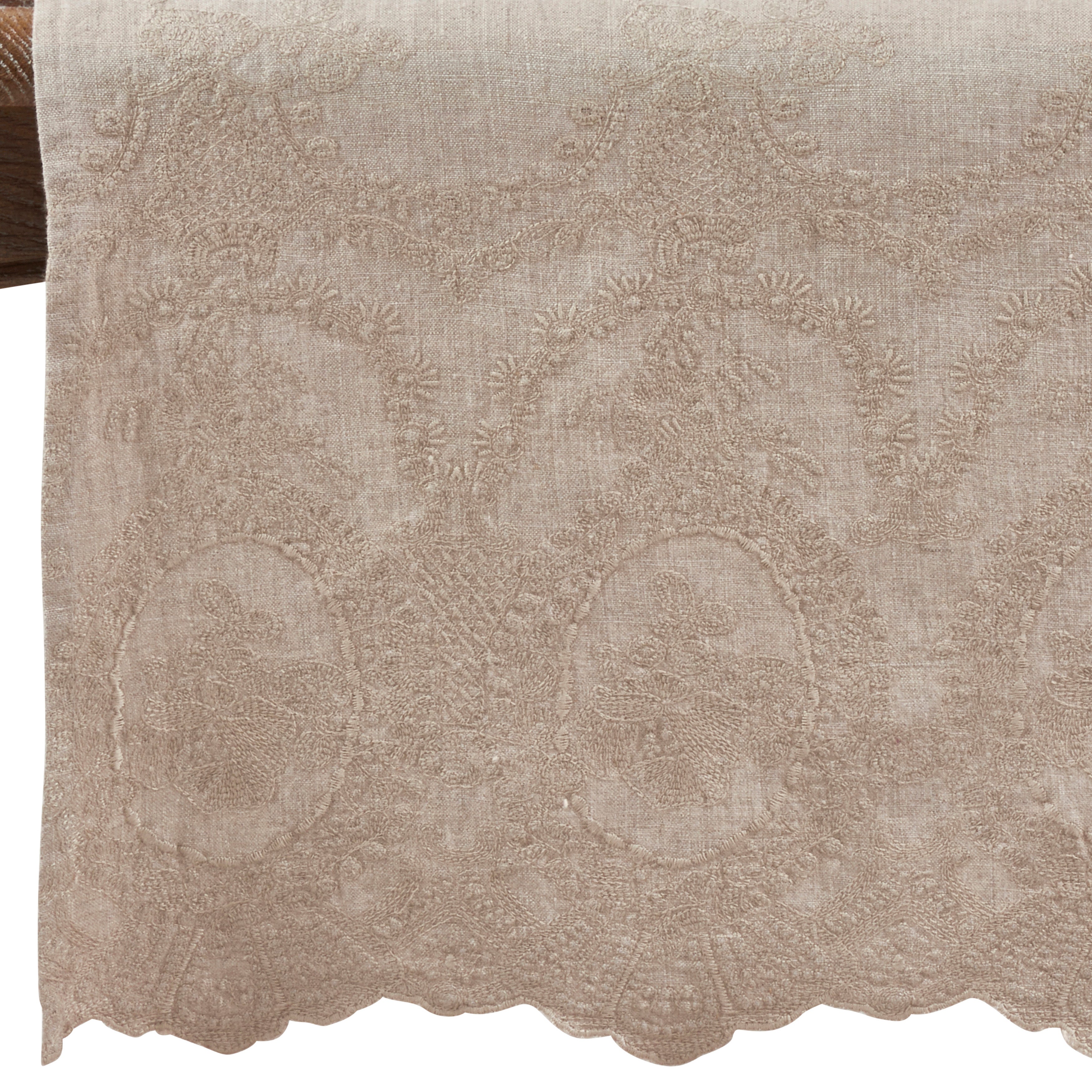 Stonewashed Embroidered Table Runner