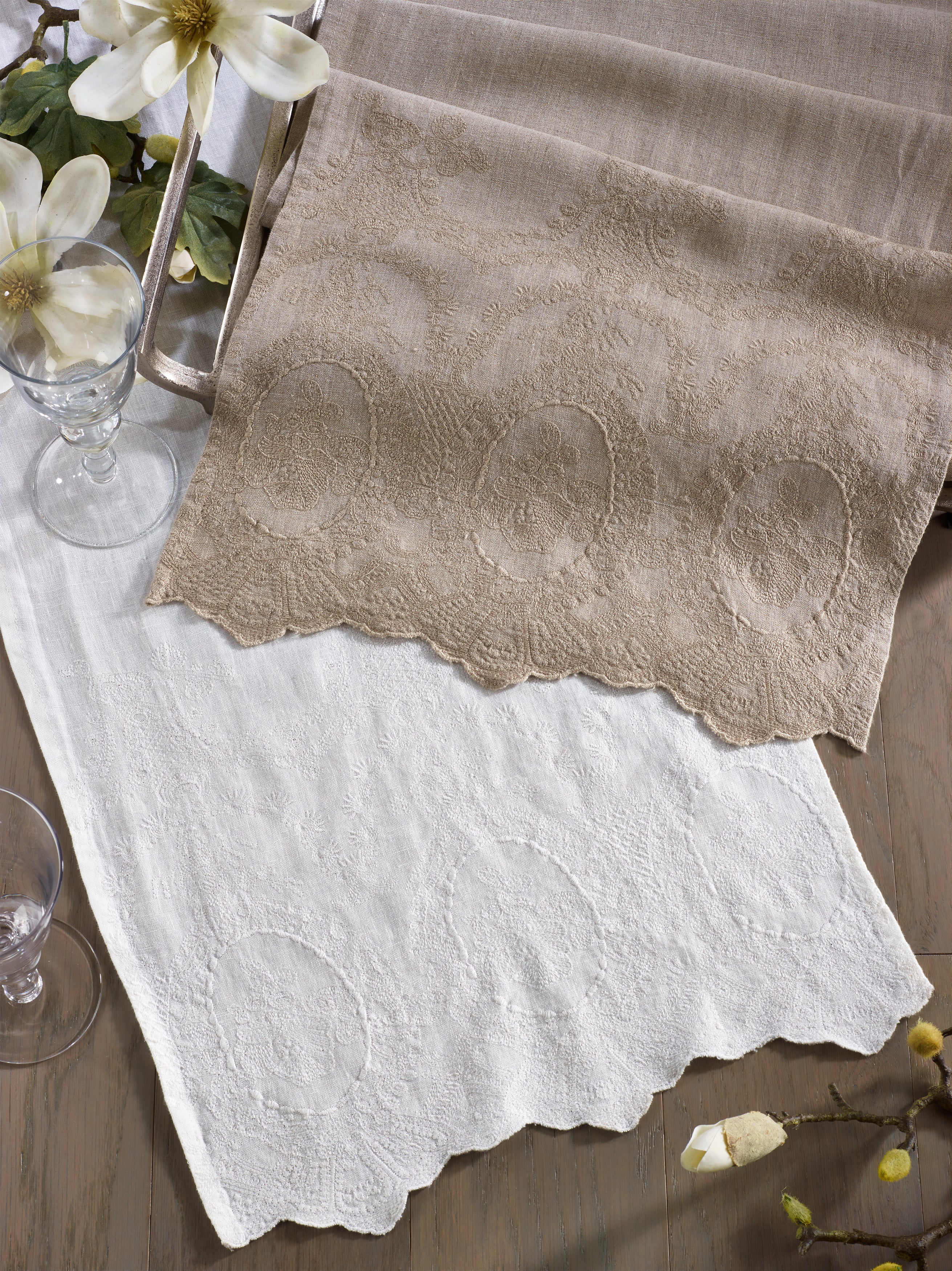 Stonewashed Embroidered Table Runner