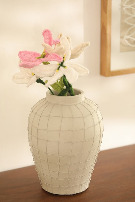 Terracotta Round Bouquet Vase with Wireframe