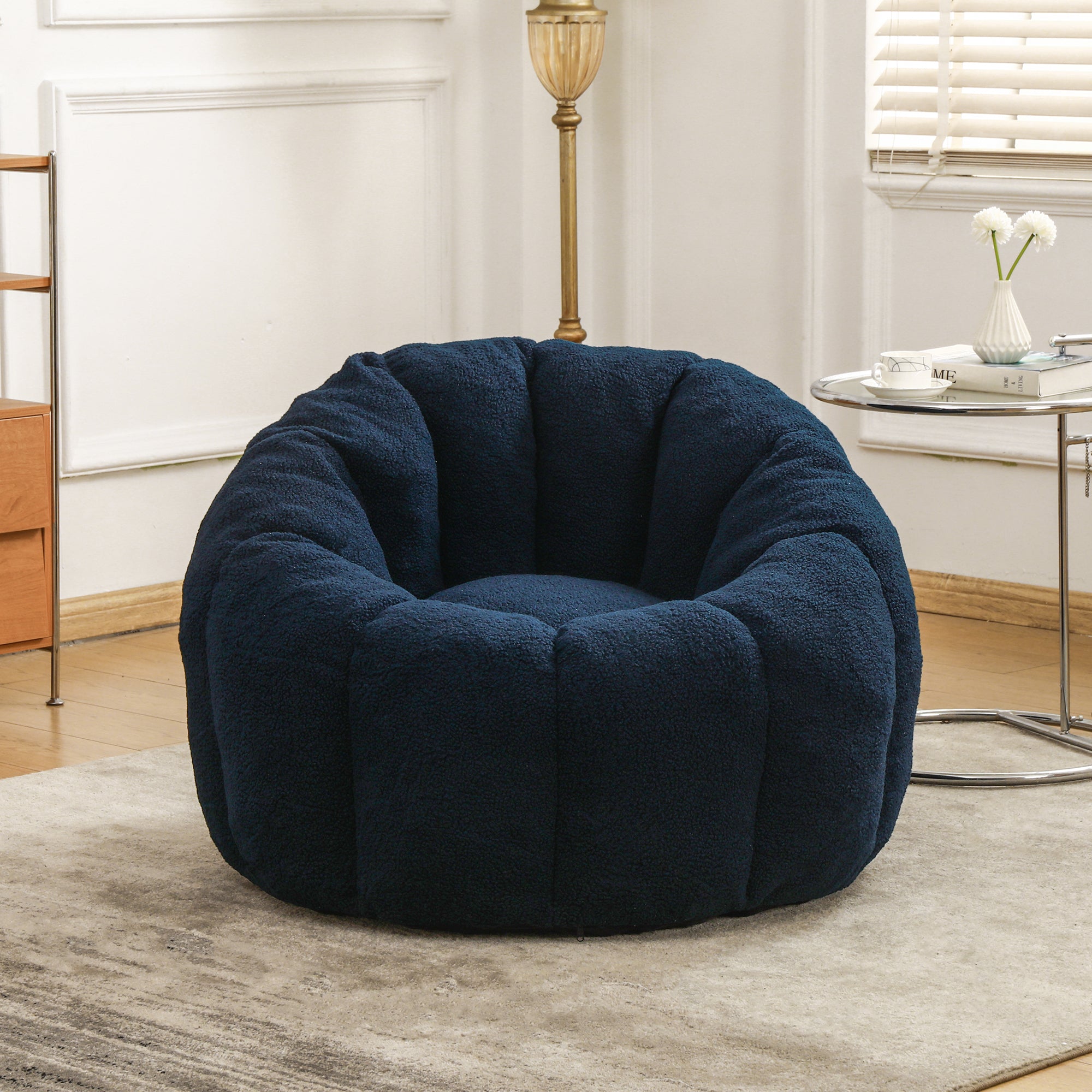 Plush Faux Fur Bean Bag Chair with Armrests