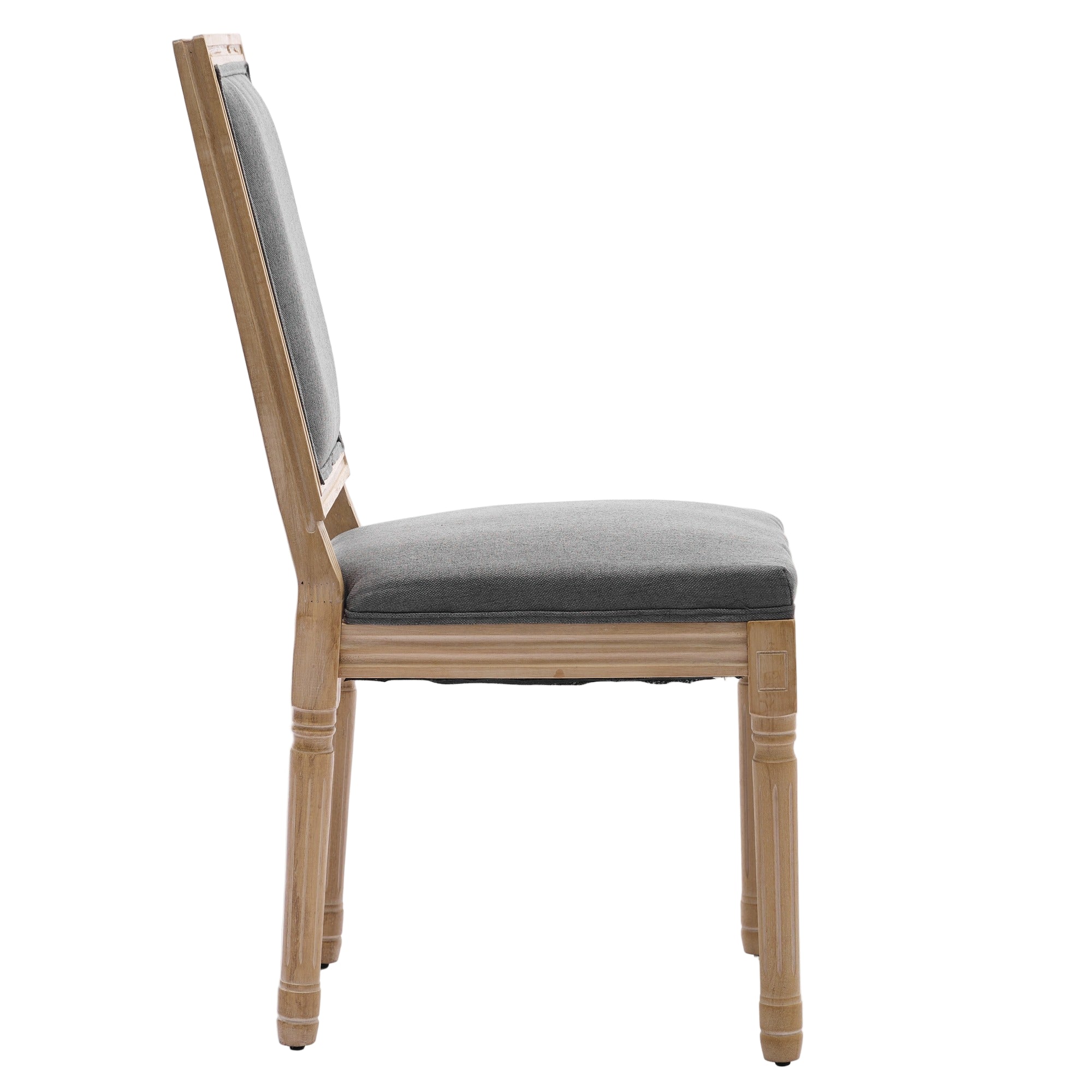 Louis French Country Dining Chairs with Square Upholstered Backrest, Set of 2
