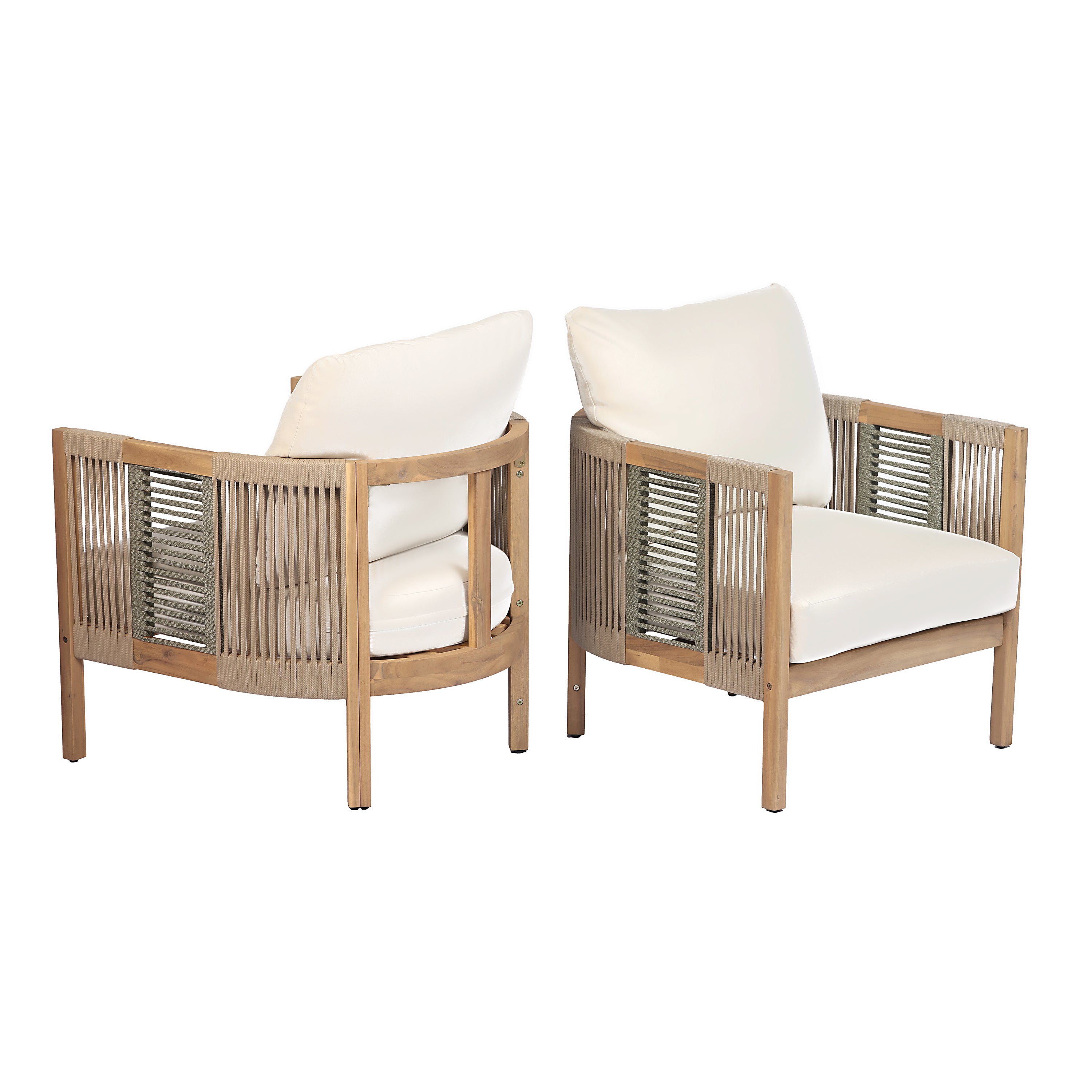 Potter Outdoor Acacia Wood Club Chairs, Set of 2