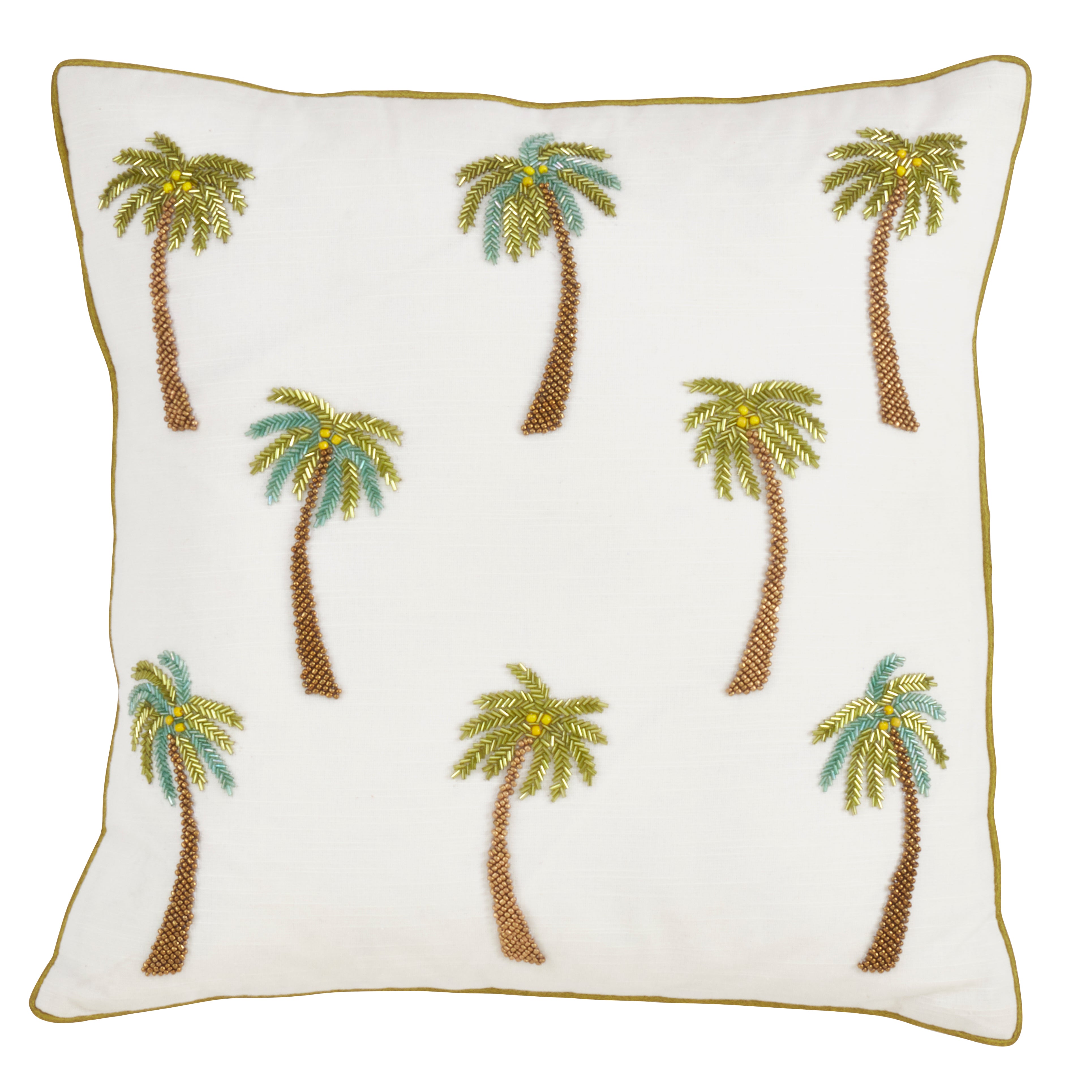 Beaded Palm Tree Throw Pillow