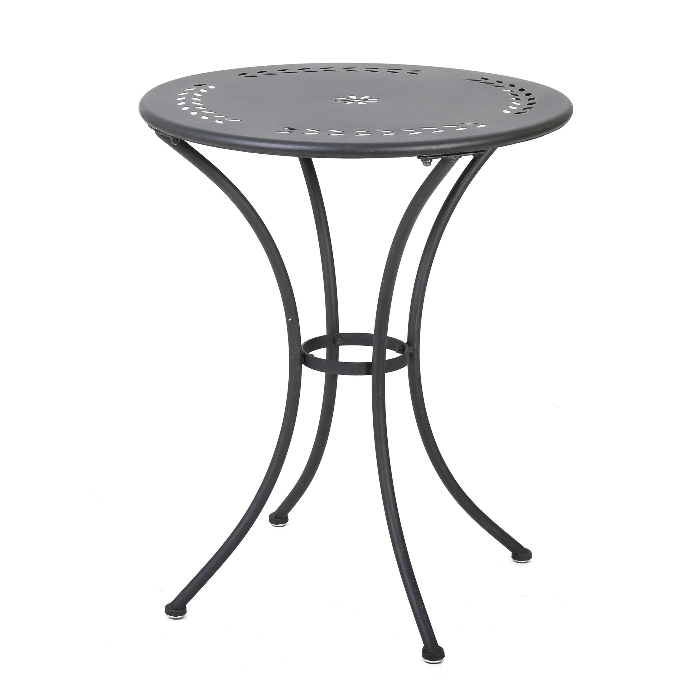 Pursuant 3-Piece Iron Bistro Set with Round Table and 2 Curved Back Chairs
