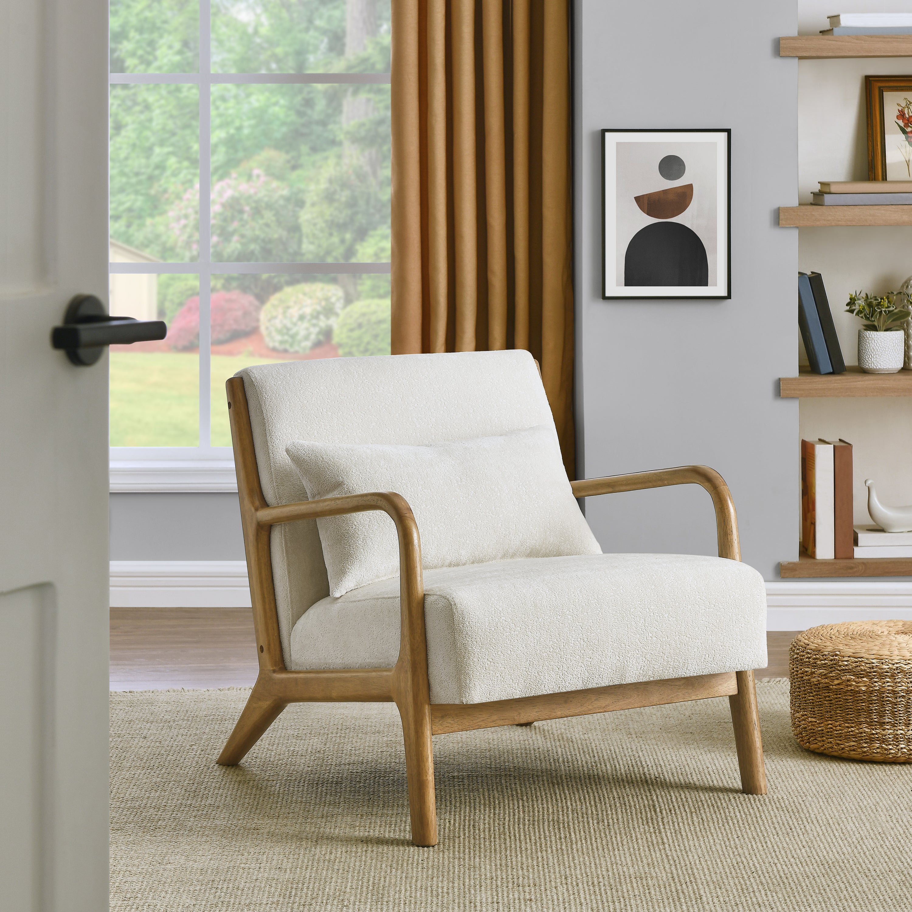 Eterna Mid-Century Modern Style Accent Chair with Removable Lumbar Pillow