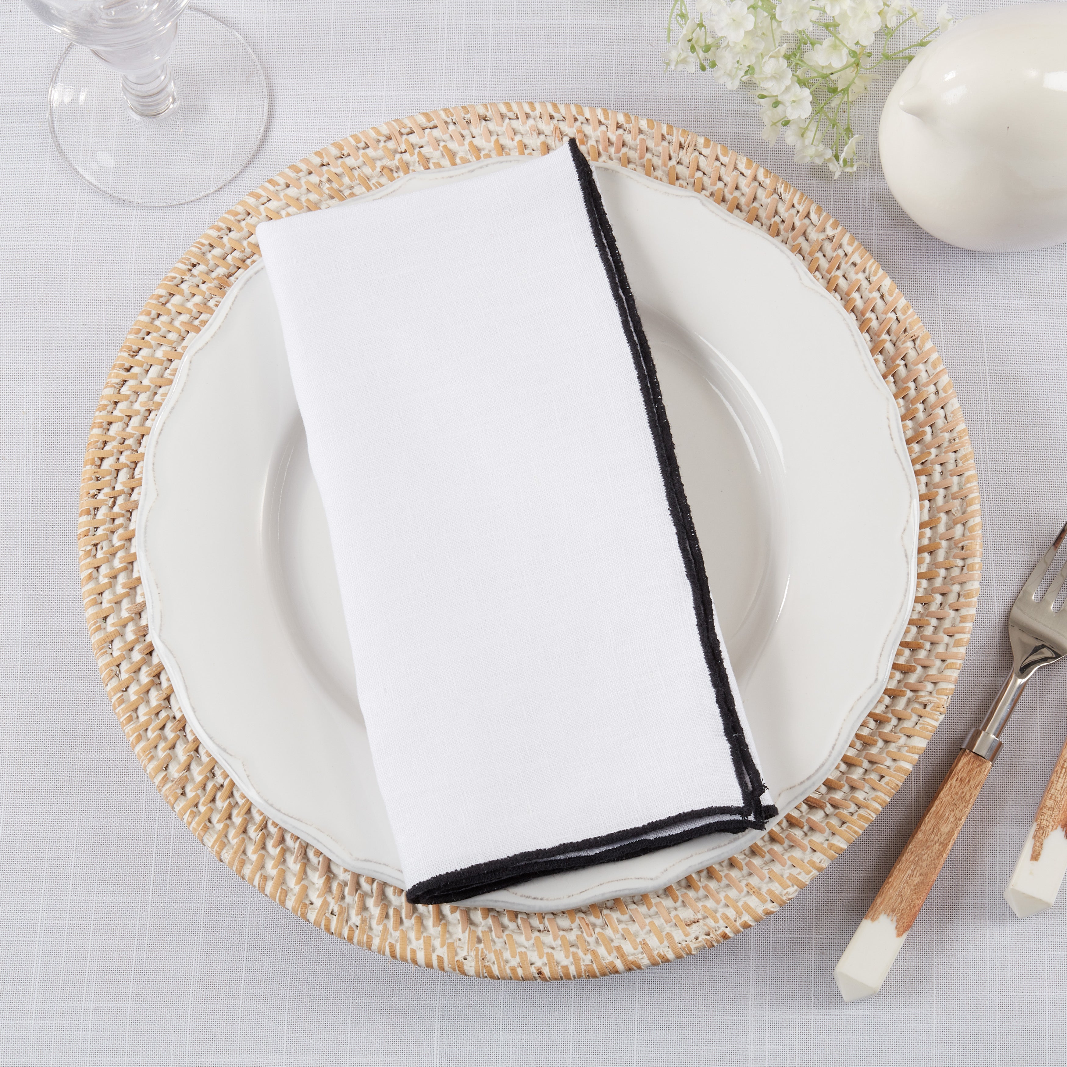 Stonewashed Stitch Border Table Napkin, Set of 4