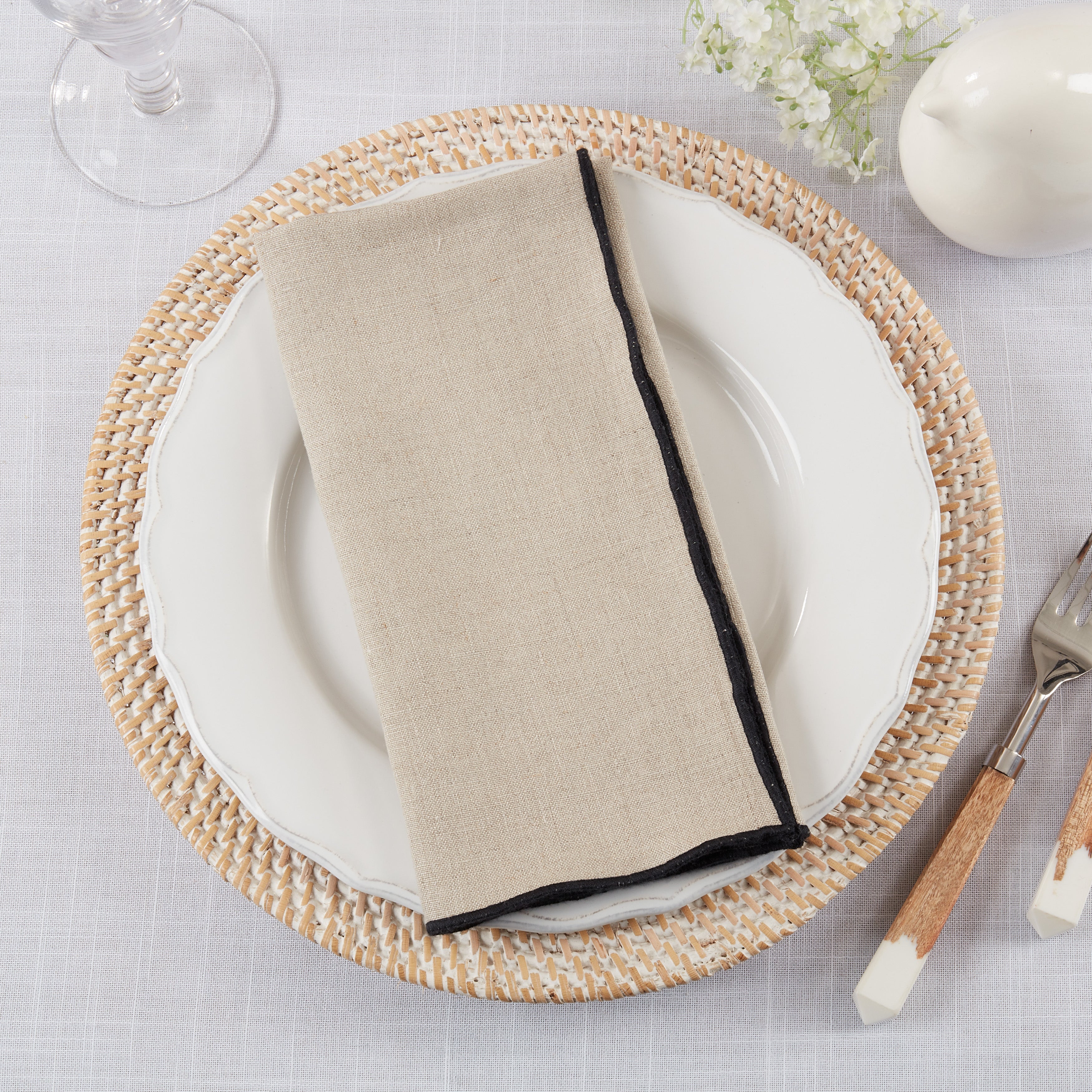 Stonewashed Stitch Border Table Napkin, Set of 4