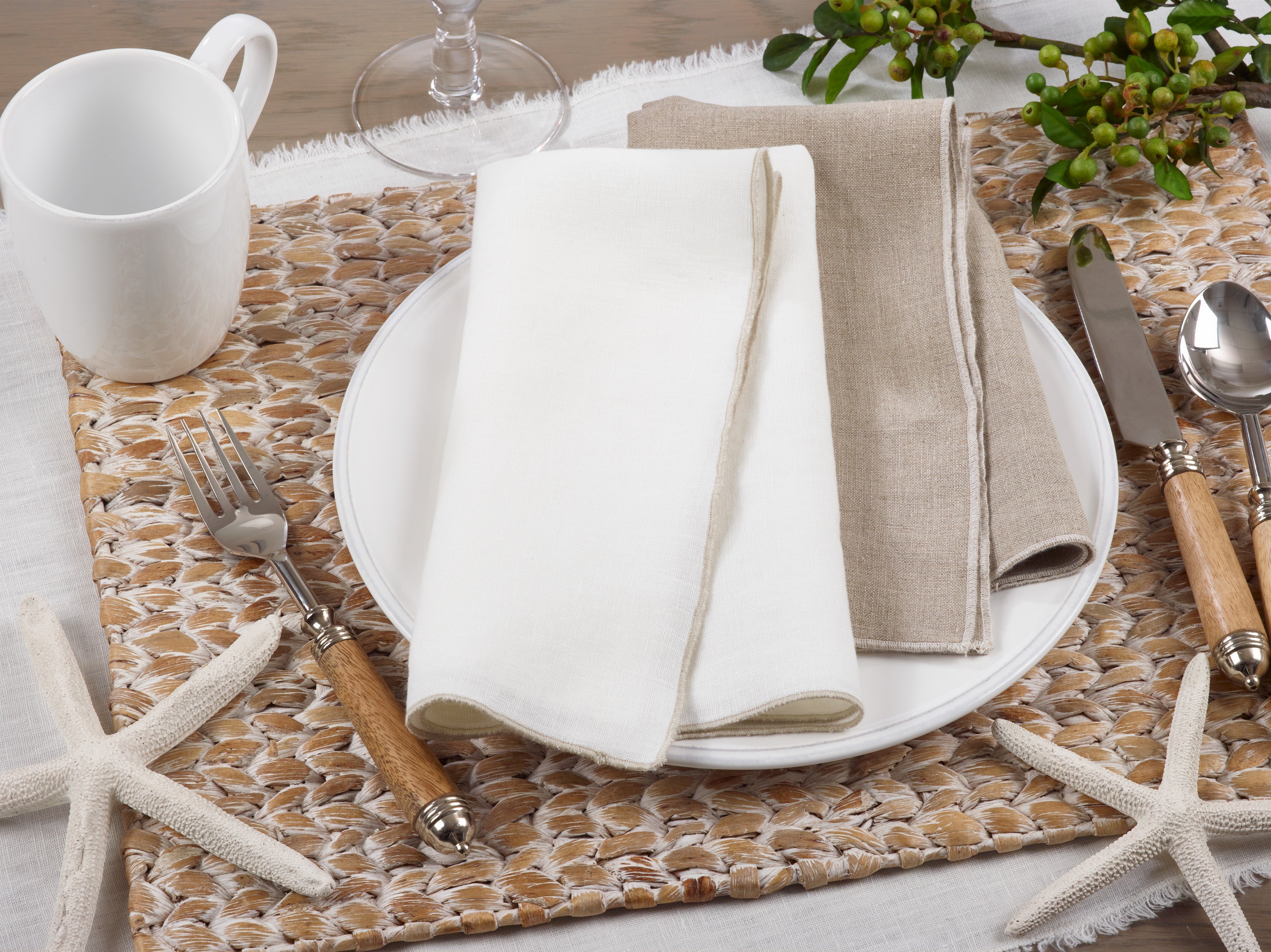 Stonewashed Stitch Border Table Napkin, Set of 4