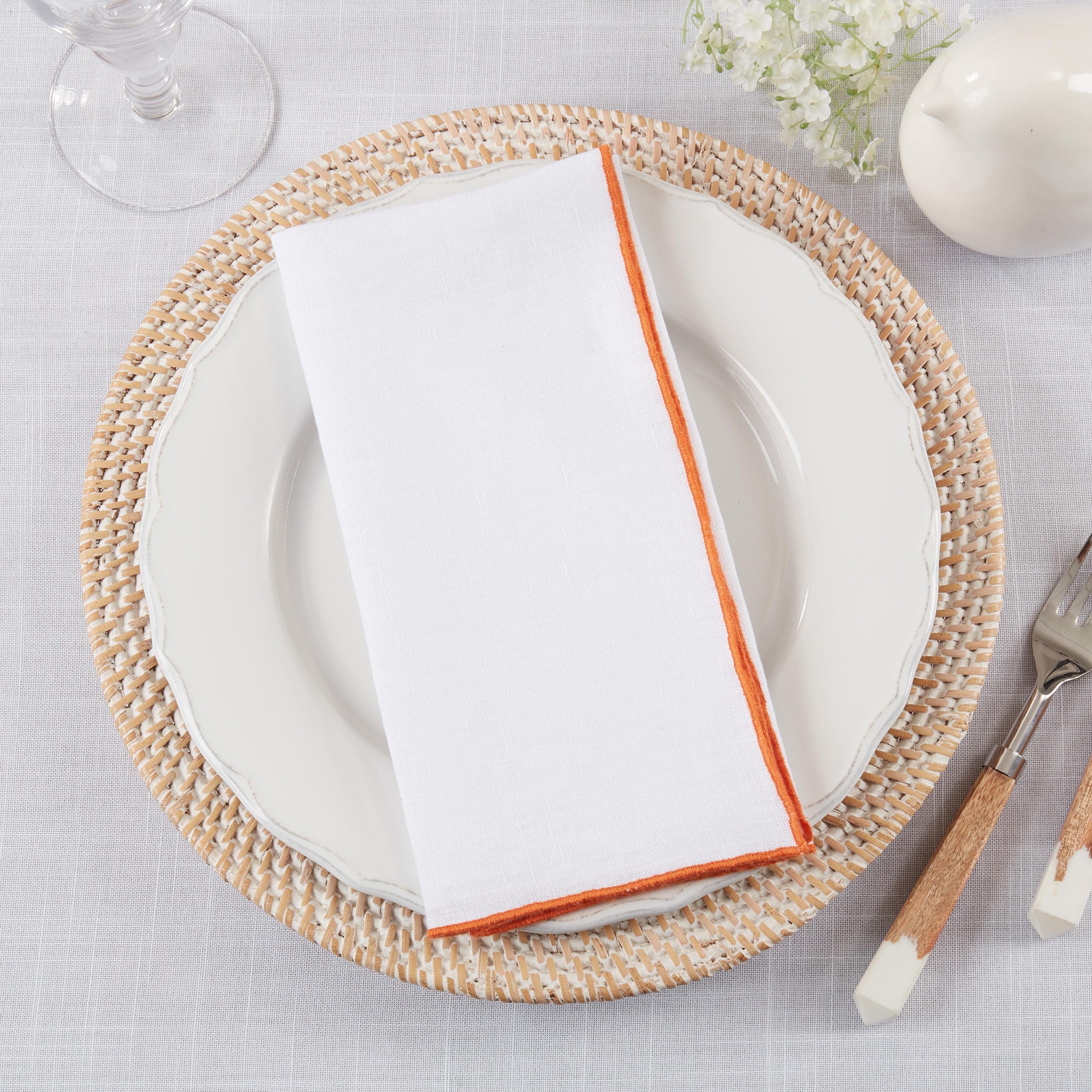 Stonewashed Stitch Border Table Napkin, Set of 4