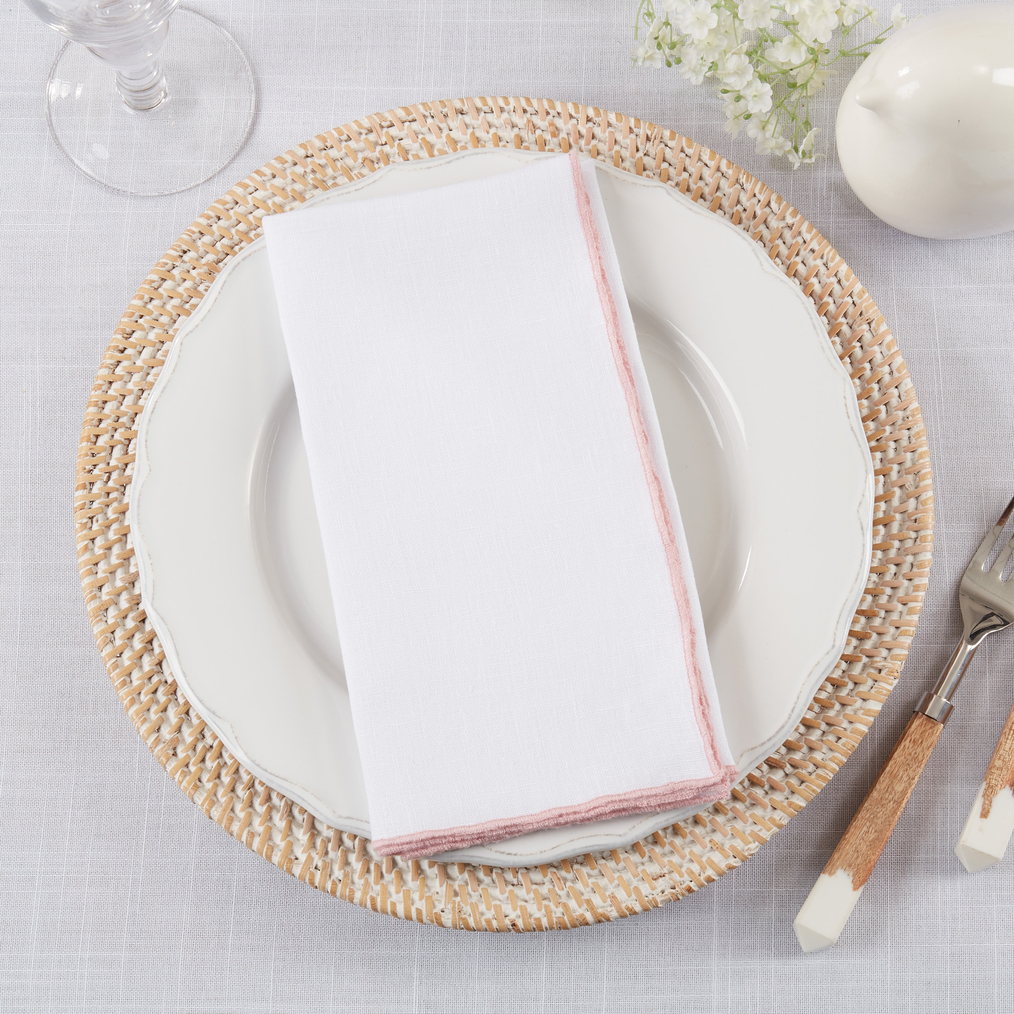 Stonewashed Stitch Border Table Napkin, Set of 4